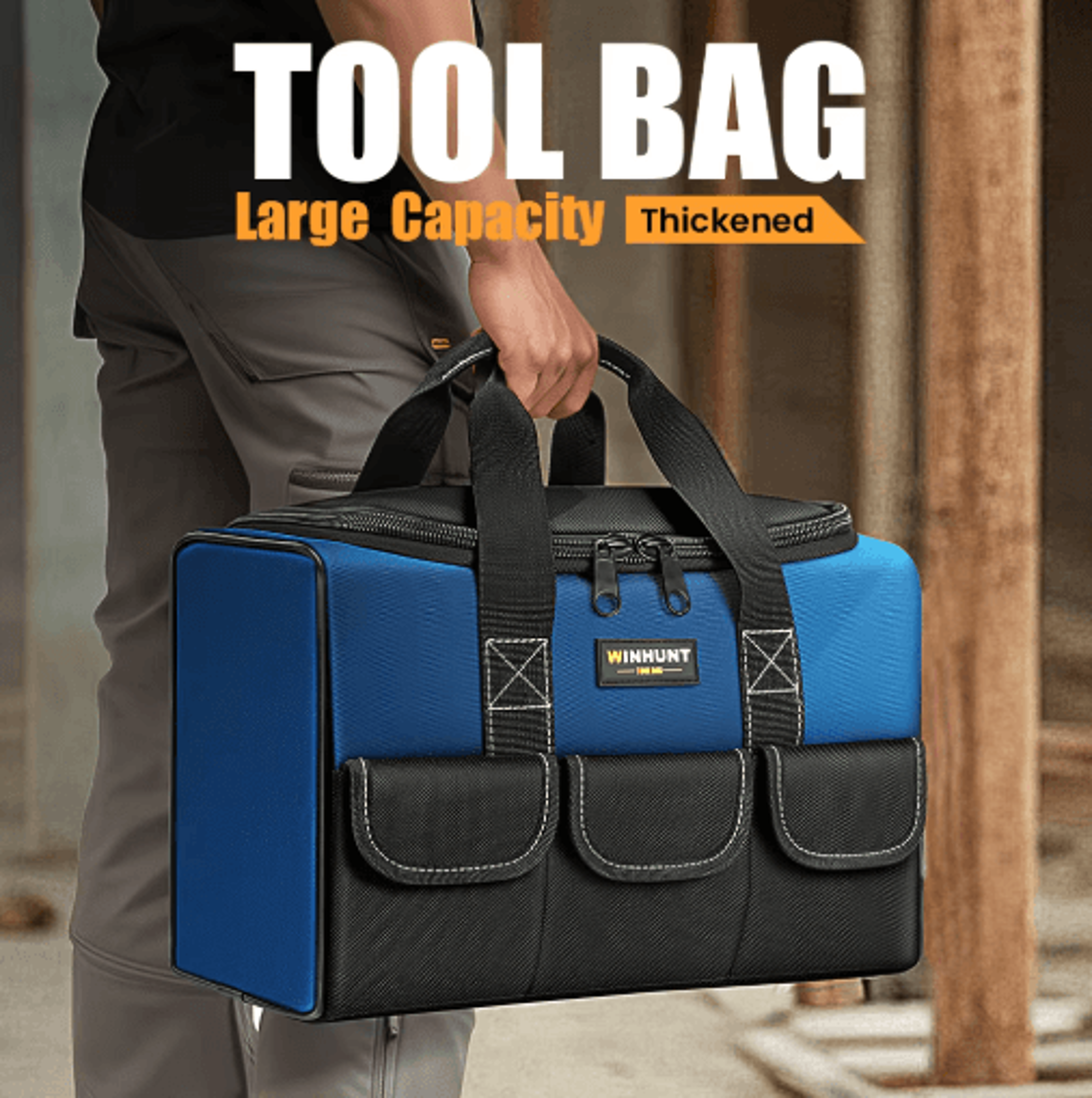 heavy duty wide mouth canvas tool bag – large capacity electrician tool organizer