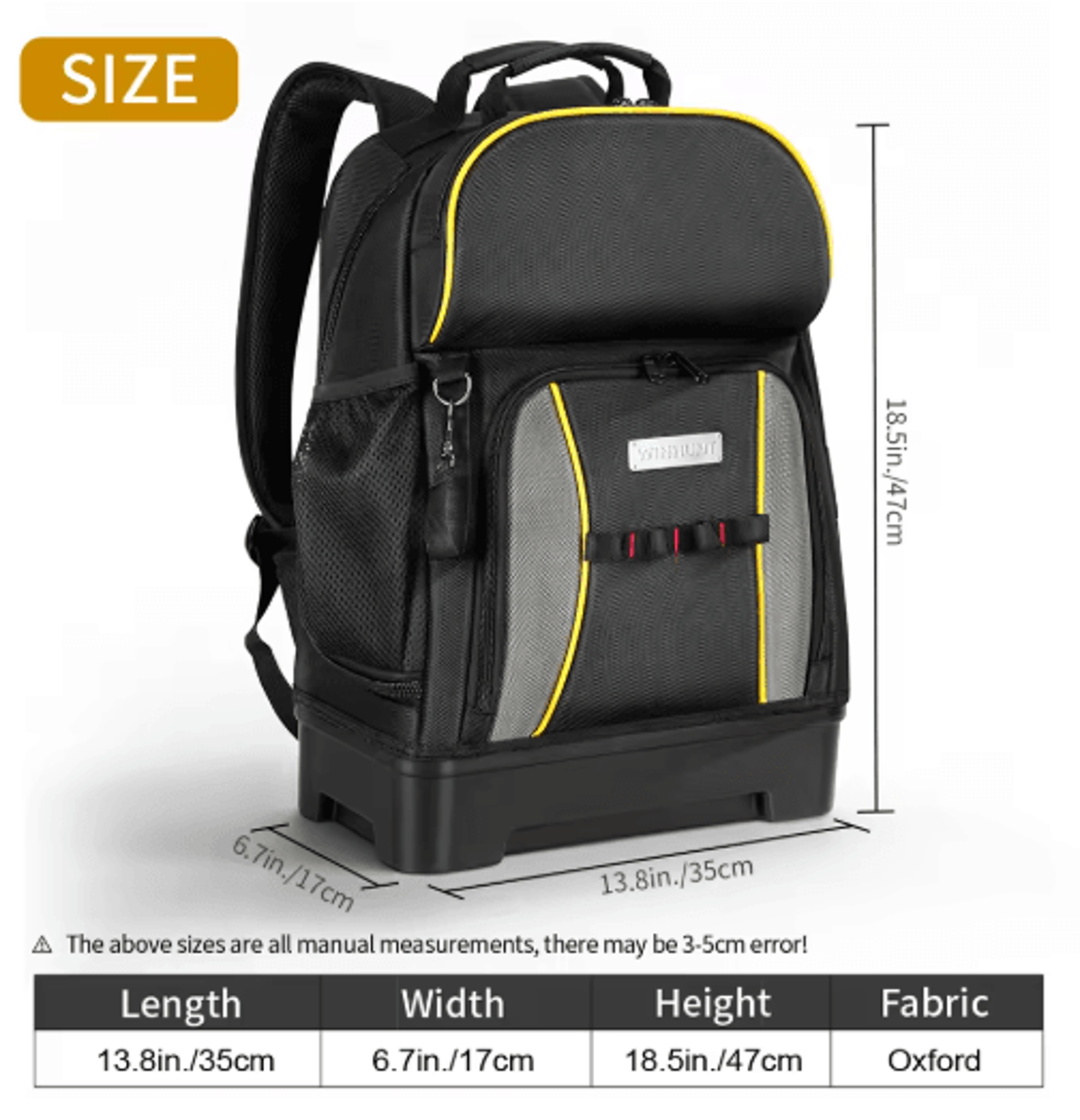 winhunt heavy-duty tool backpack with molded bottom – multi-pocket tool organizer for electricians & construction worker