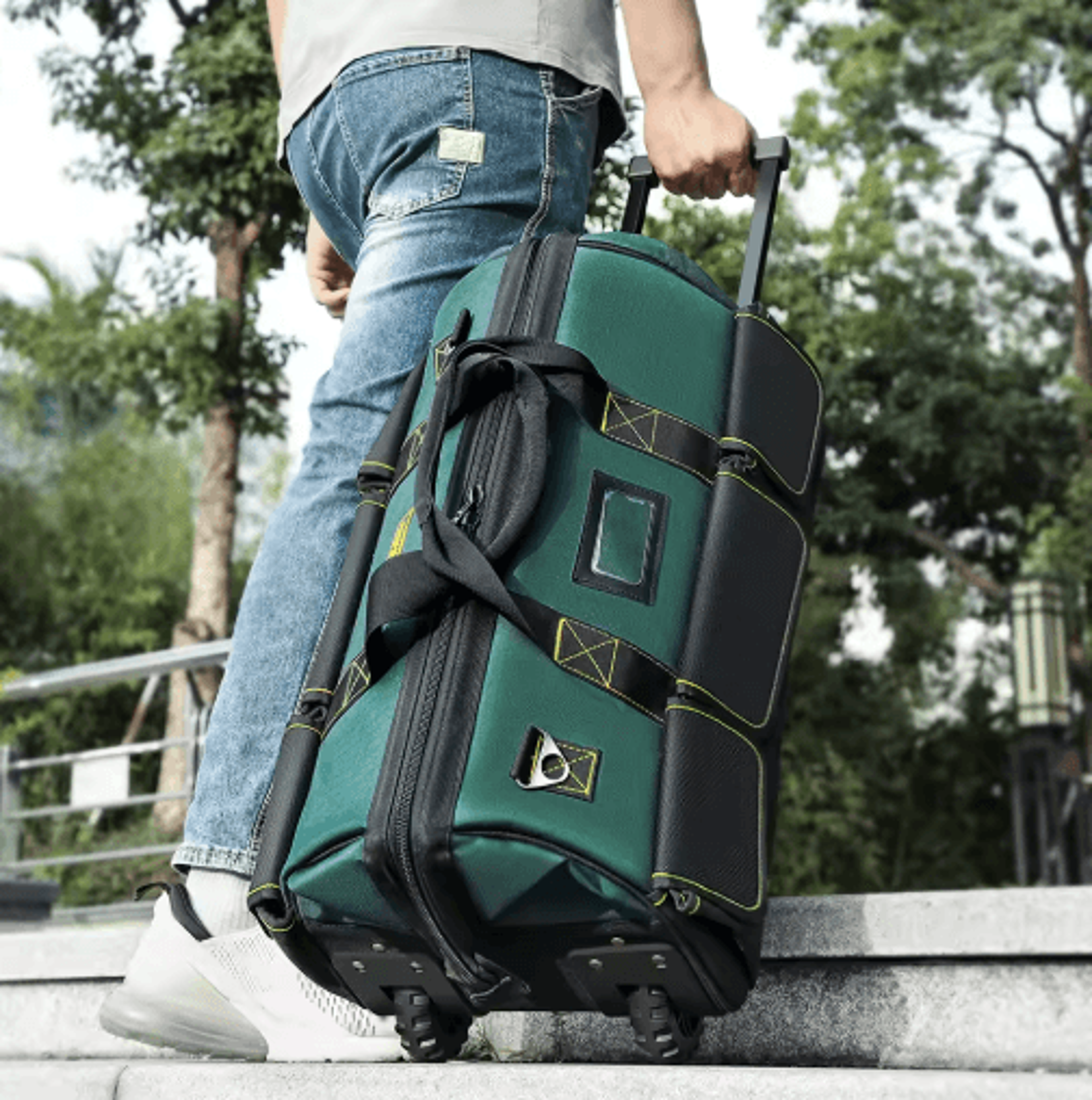 heavy-duty rolling tool bag with wheels large tool box with wheels for electricians, contractors & repair professional