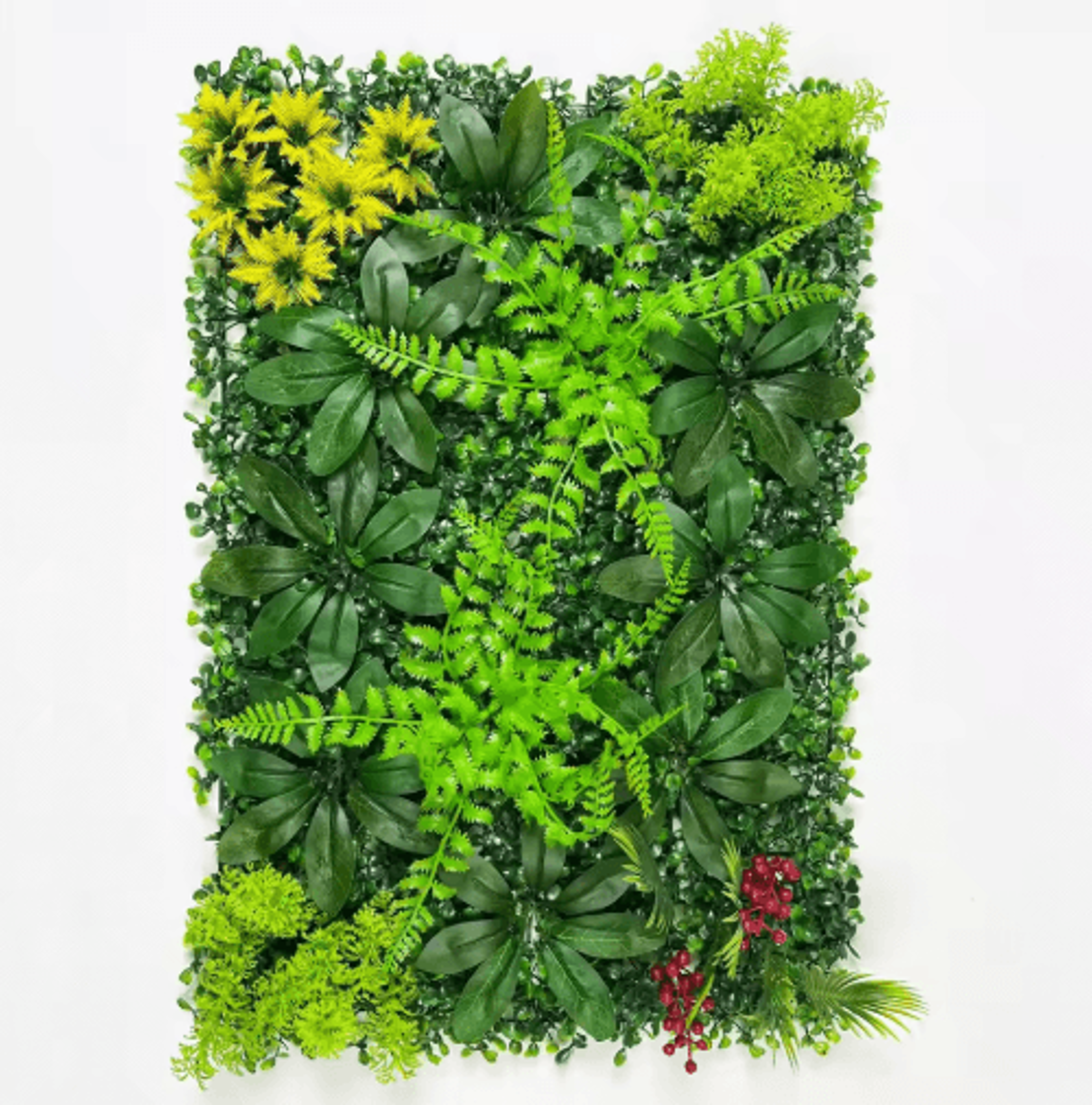 3d artificial plant wall panel with grass & flowers – boxwood hedge wall for indoor & outdoor privacy decor