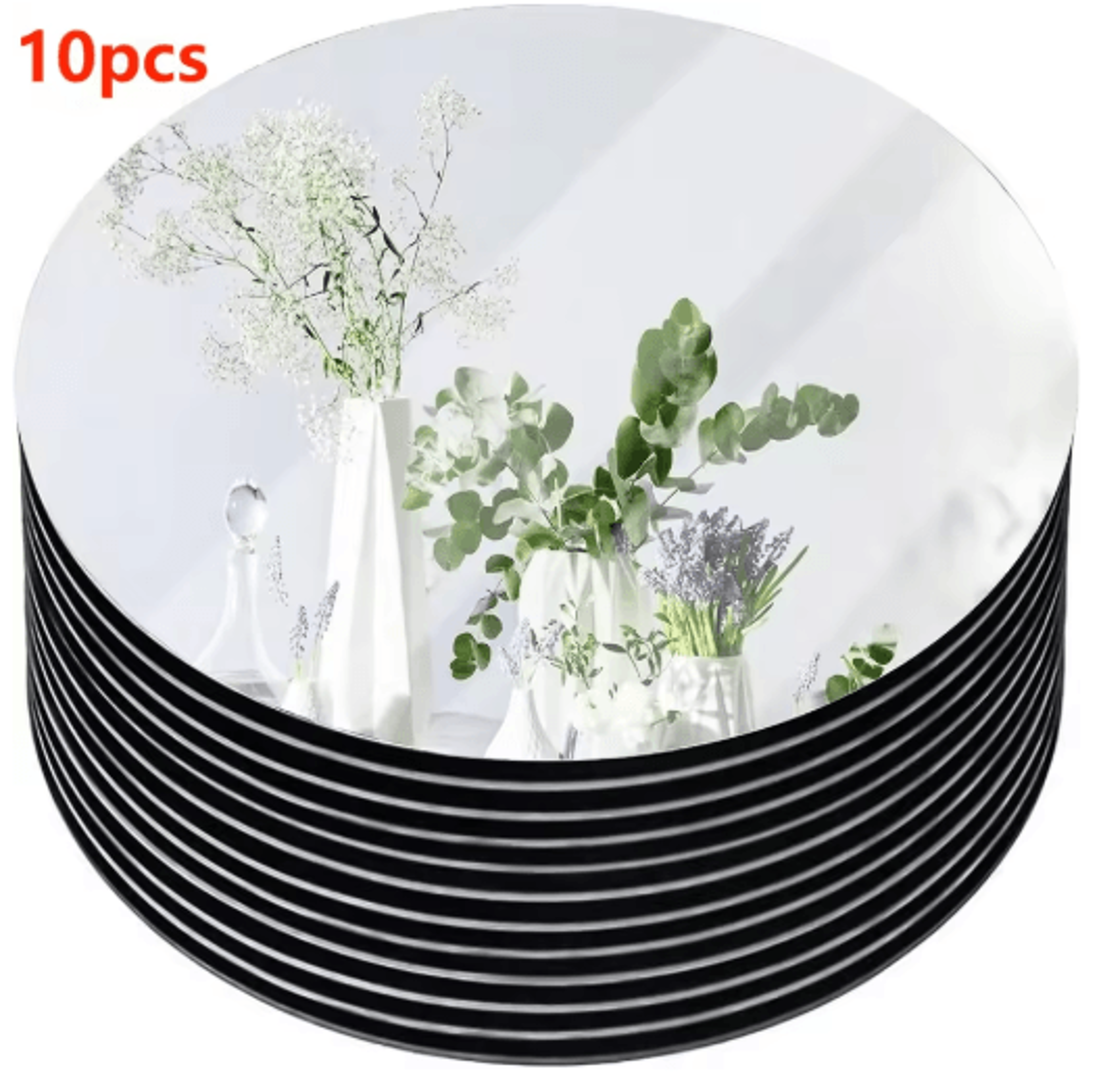 10pcs acrylic round mirrors – elegant mirror centerpieces for weddings, candle displays & home decor