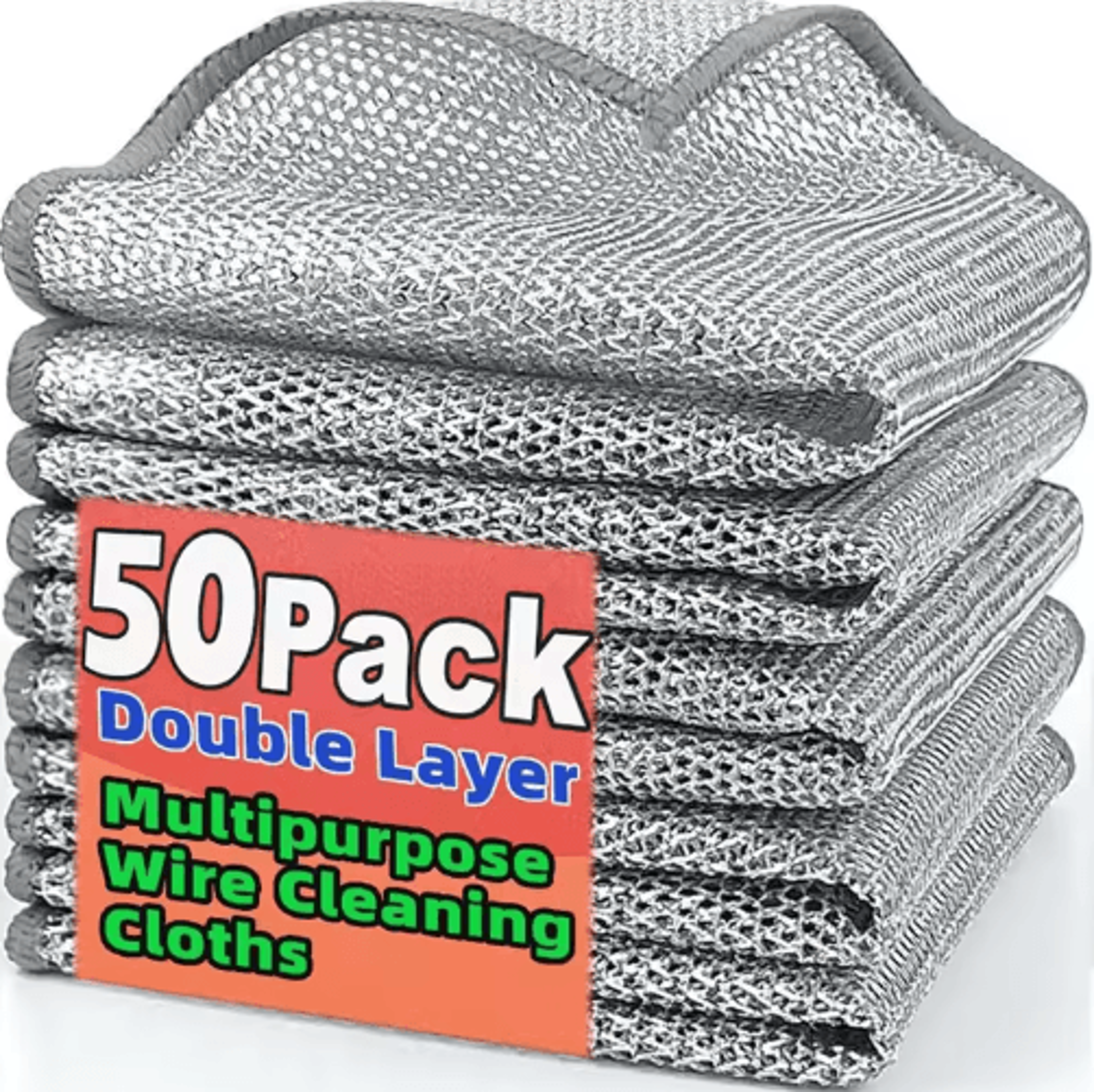 1/50pcs magic dishcloth thickened microfiber cleaning cloth with silver wire for kitchen cleaning