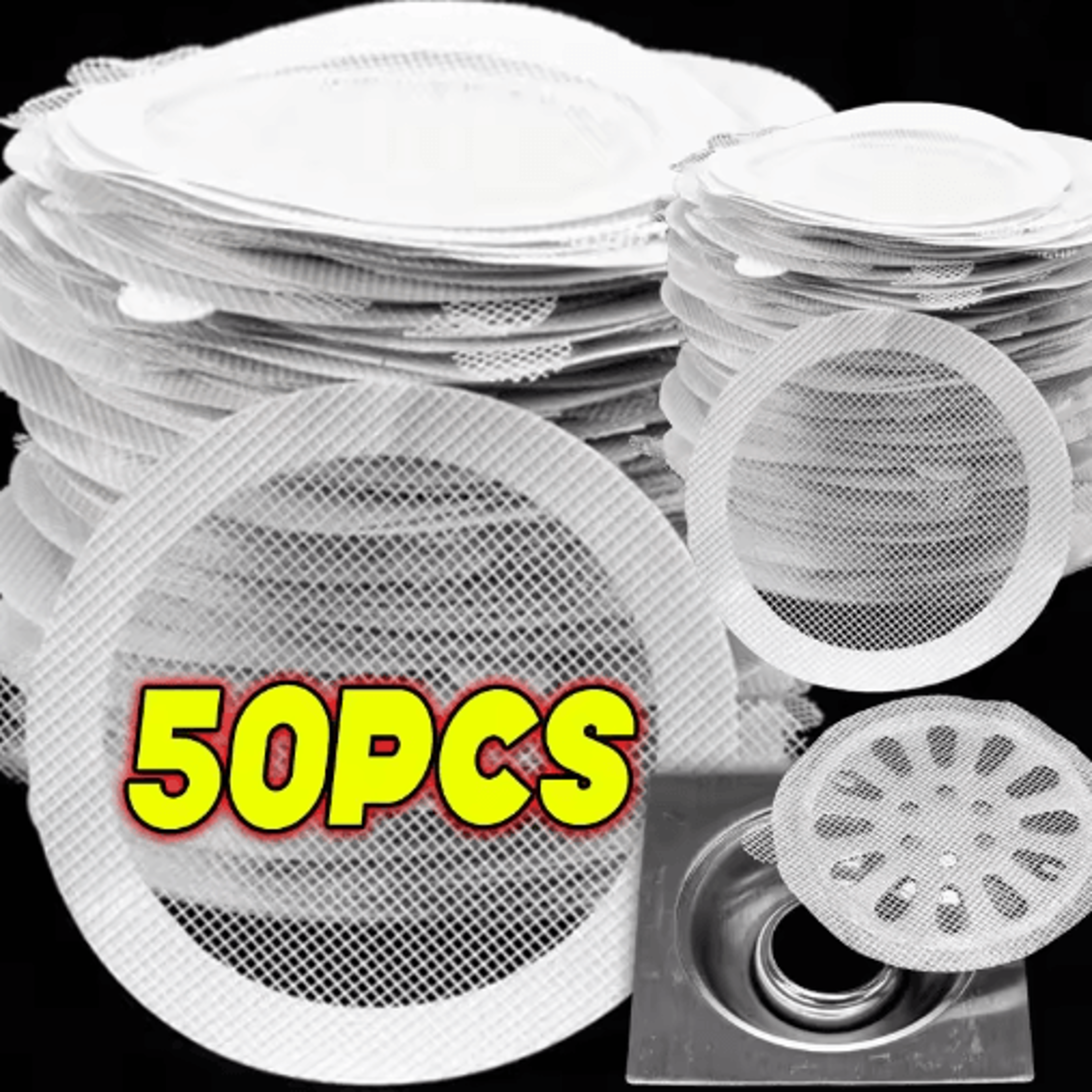 5/50pcs drain hair catcher disposable floor drain sticker filter for kitchen, bathroom & shower drains