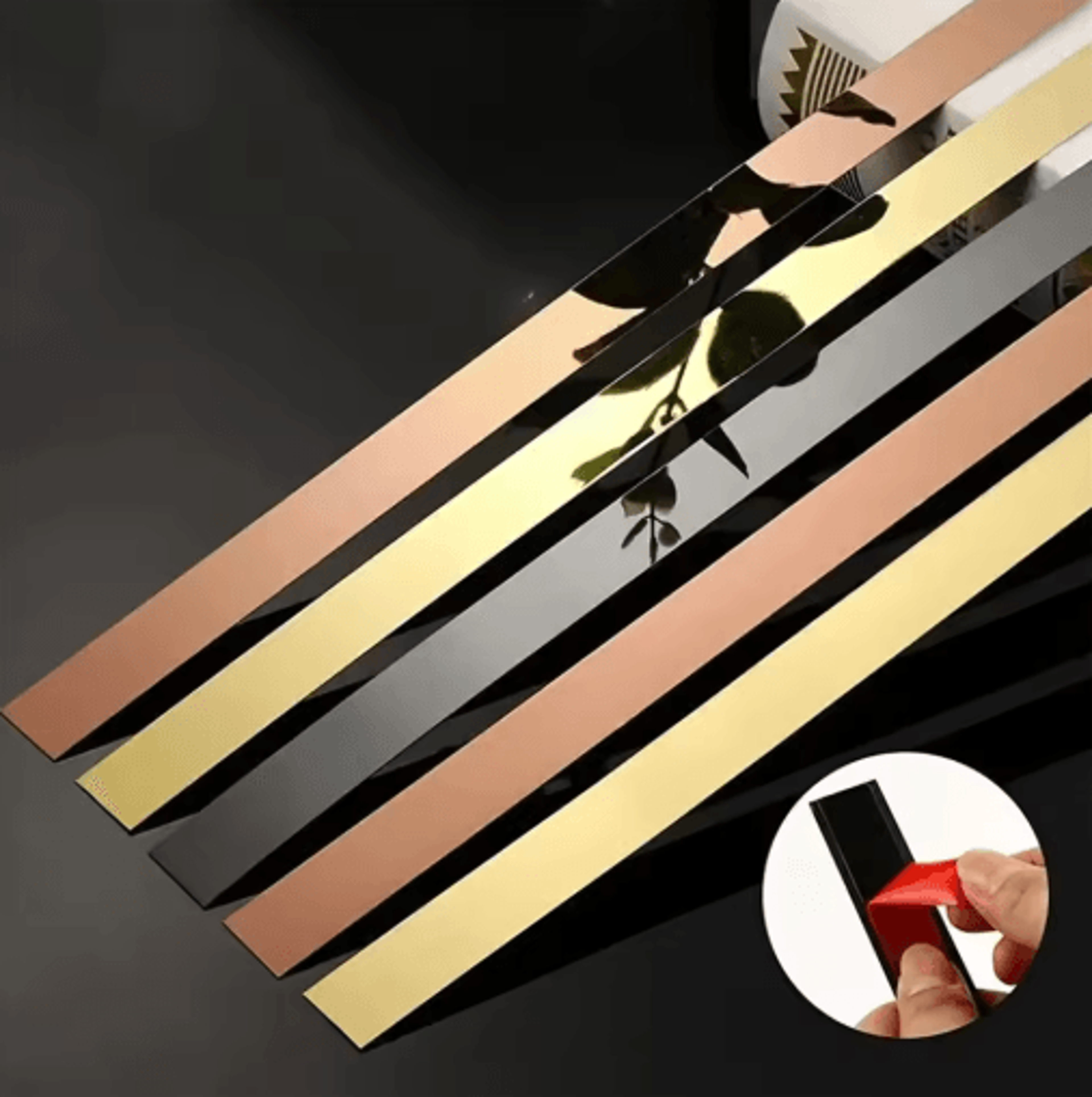 5m self-adhesive wall trim – stainless steel decorative edge strip for furniture, walls & ceiling decor