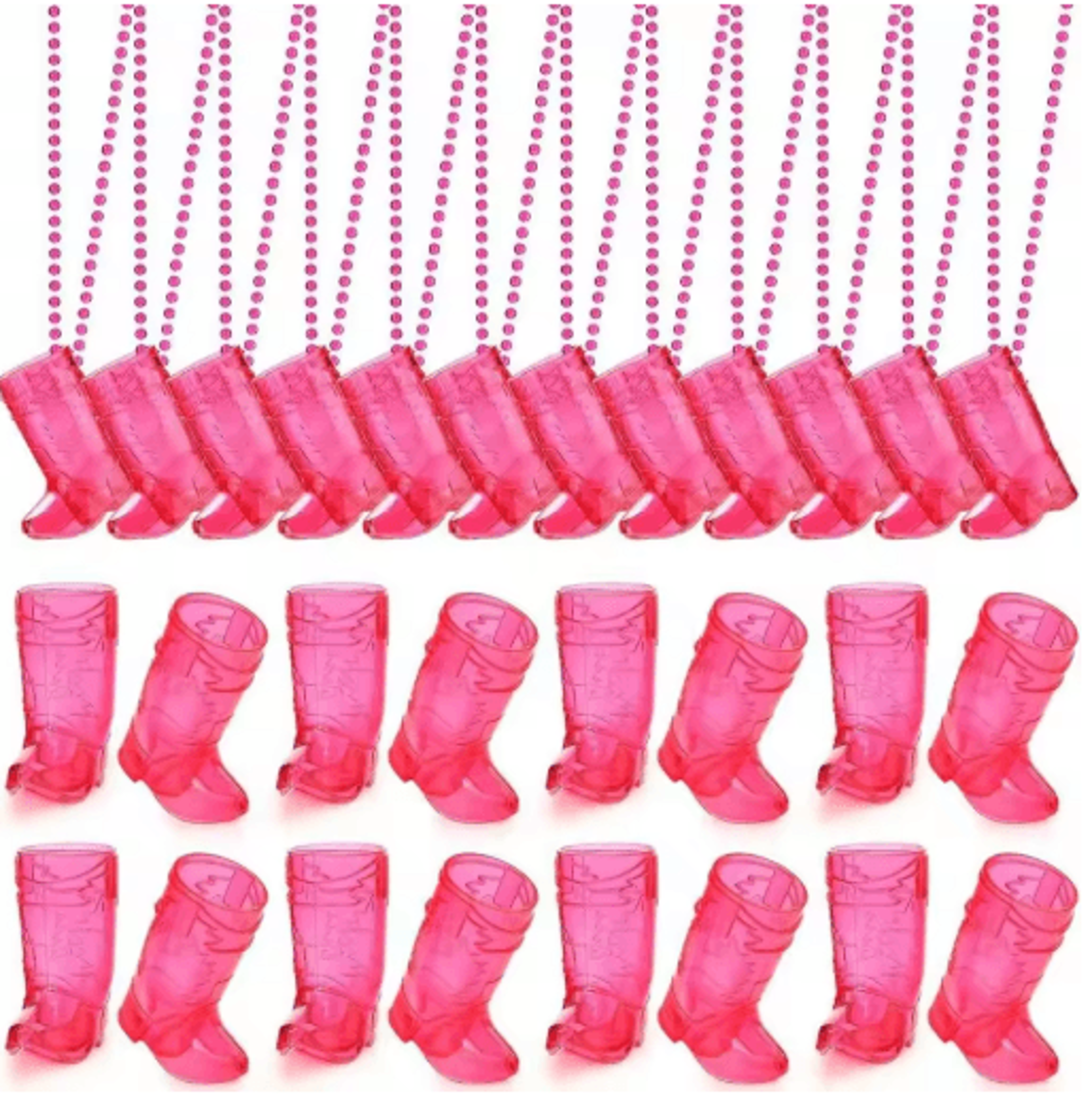 cowboy boot shot glasses with beaded necklace – reusable shot glass necklace for bachelorette & western-themed parties
