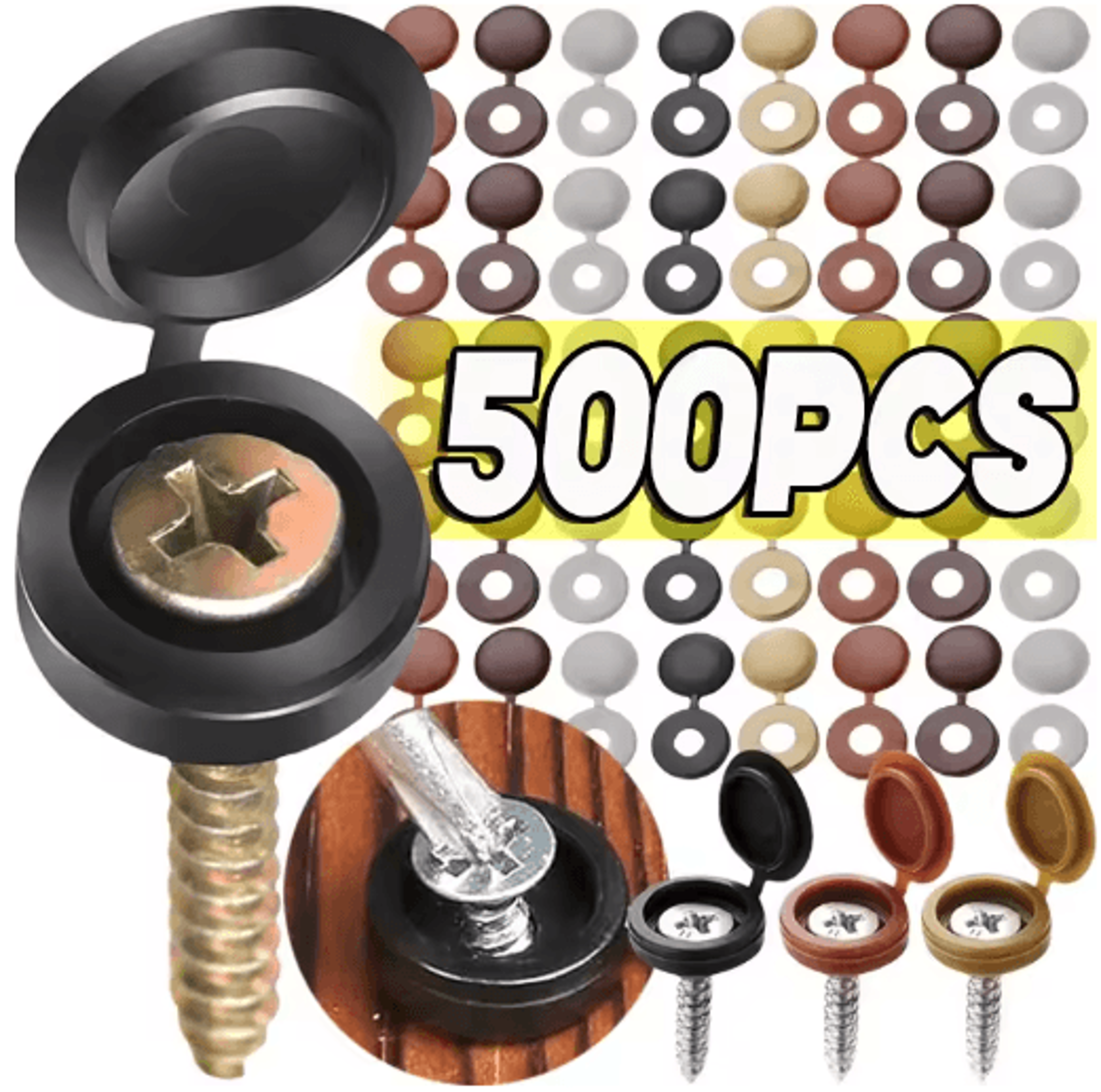 10/500pcs screw cover caps – durable plastic screw caps for furniture, car trim & decorative hardware protection