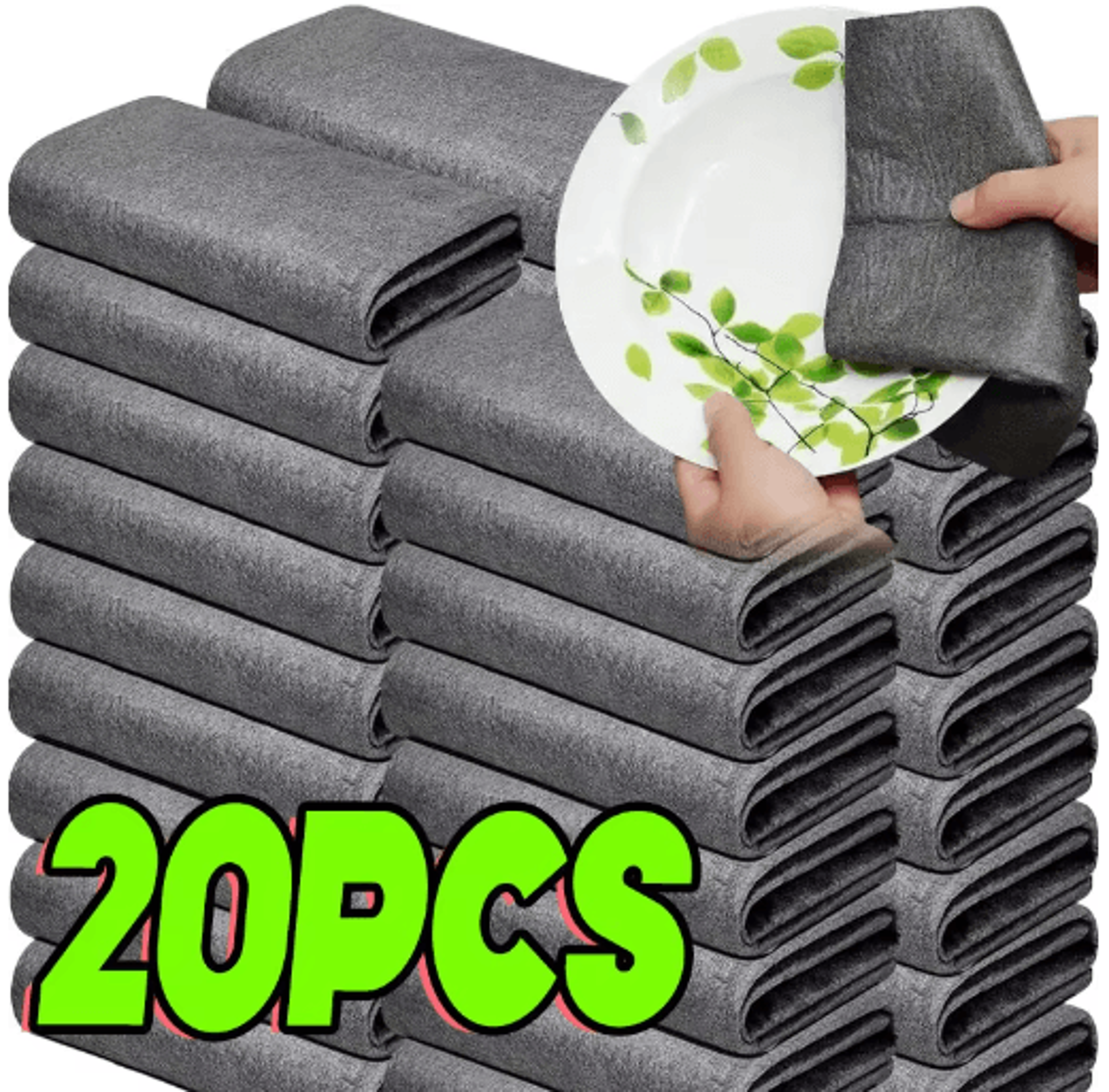 magic microfiber cleaning cloths – reusable streak-free towels for glass, kitchen & car care (1–20pcs)