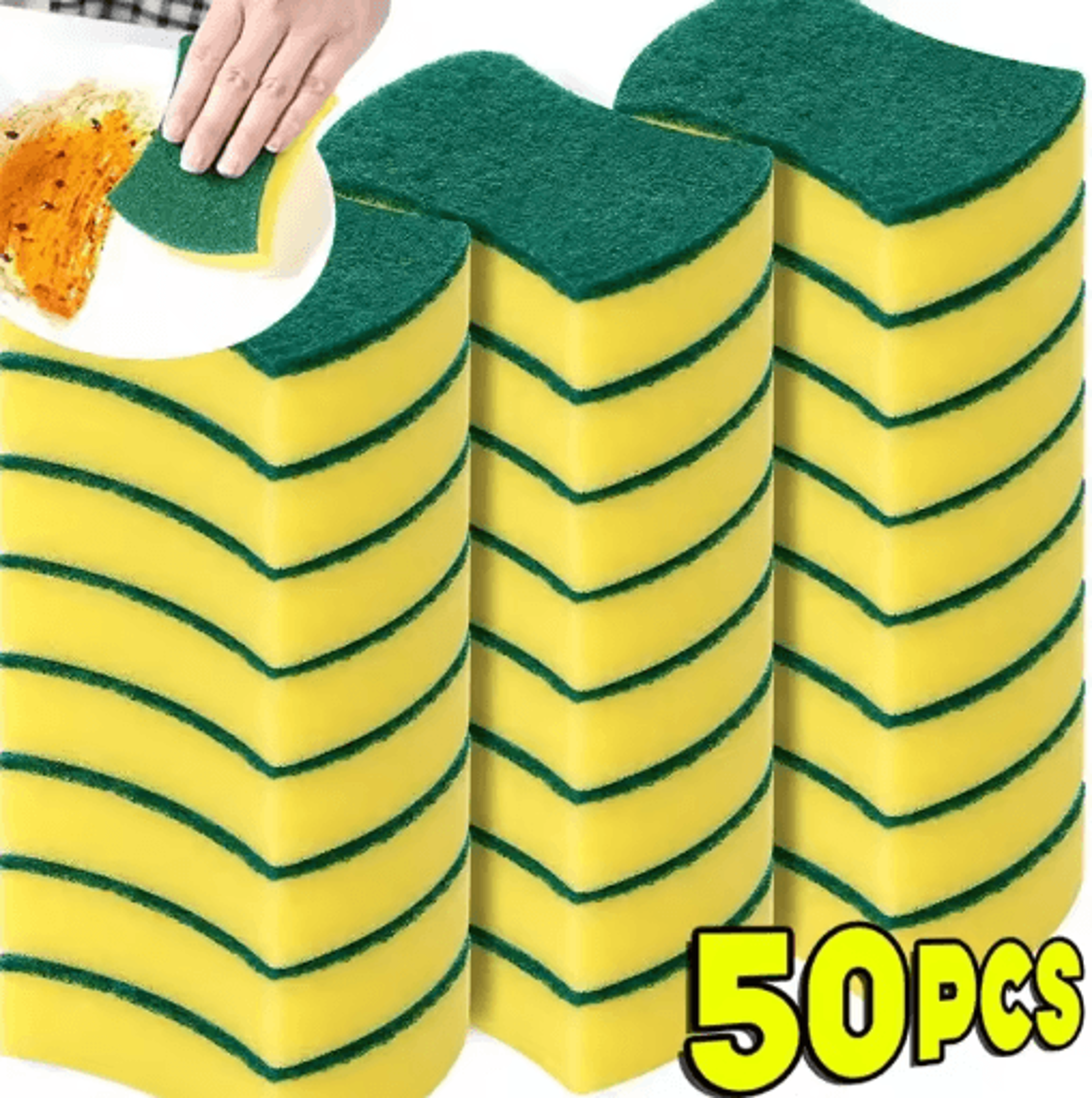 soft absorbent dishwashing sponges kitchen scrub sponge & scouring pads for pots, pans & household cleaning 10/50pcs
