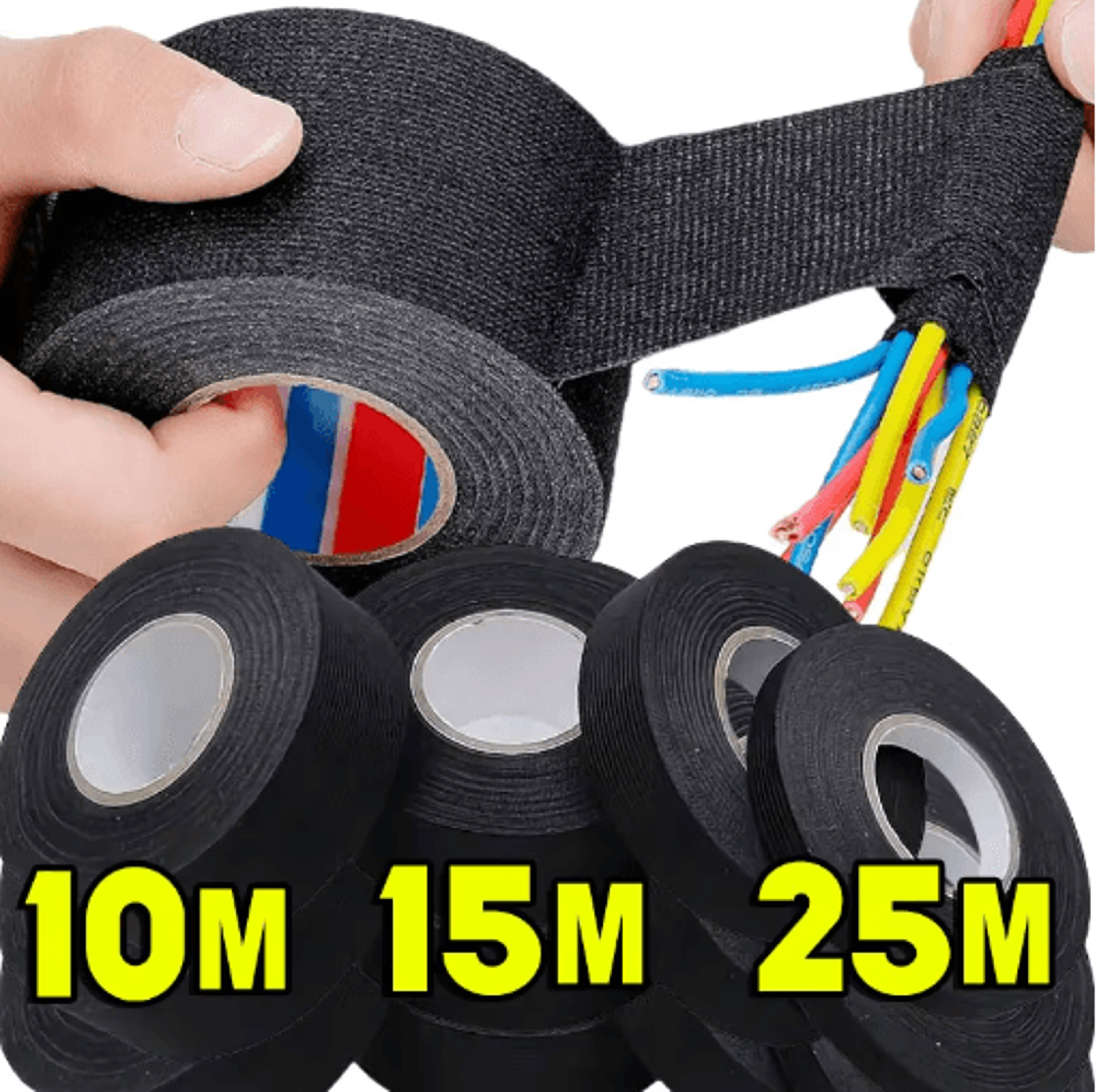 25m electrical fabric wire harness tape – heat-resistant cloth insulation tape for automotive wiring