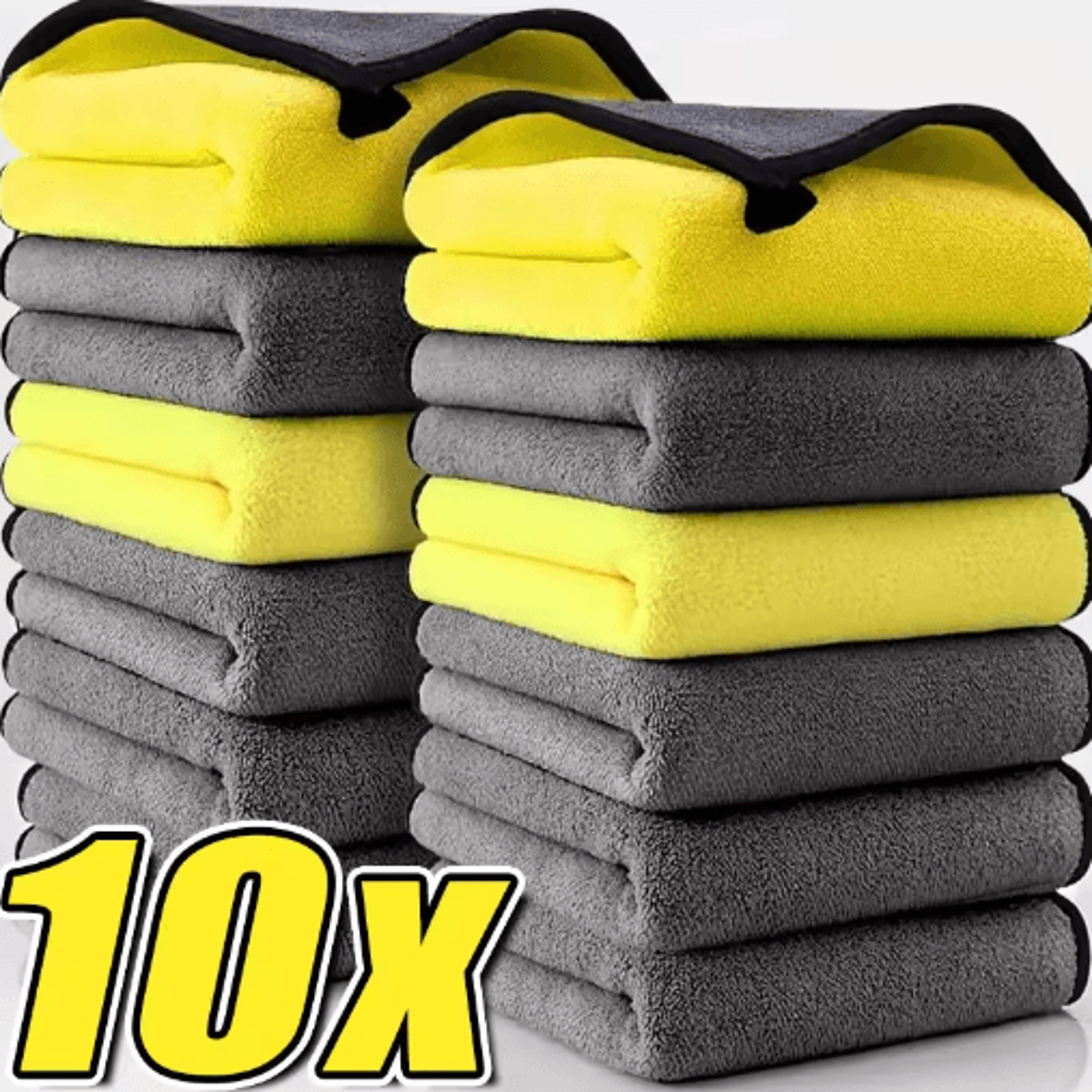 thick double-layer microfiber car towels – soft super absorbent drying cloths for car & household cleaning (1/10pcs)