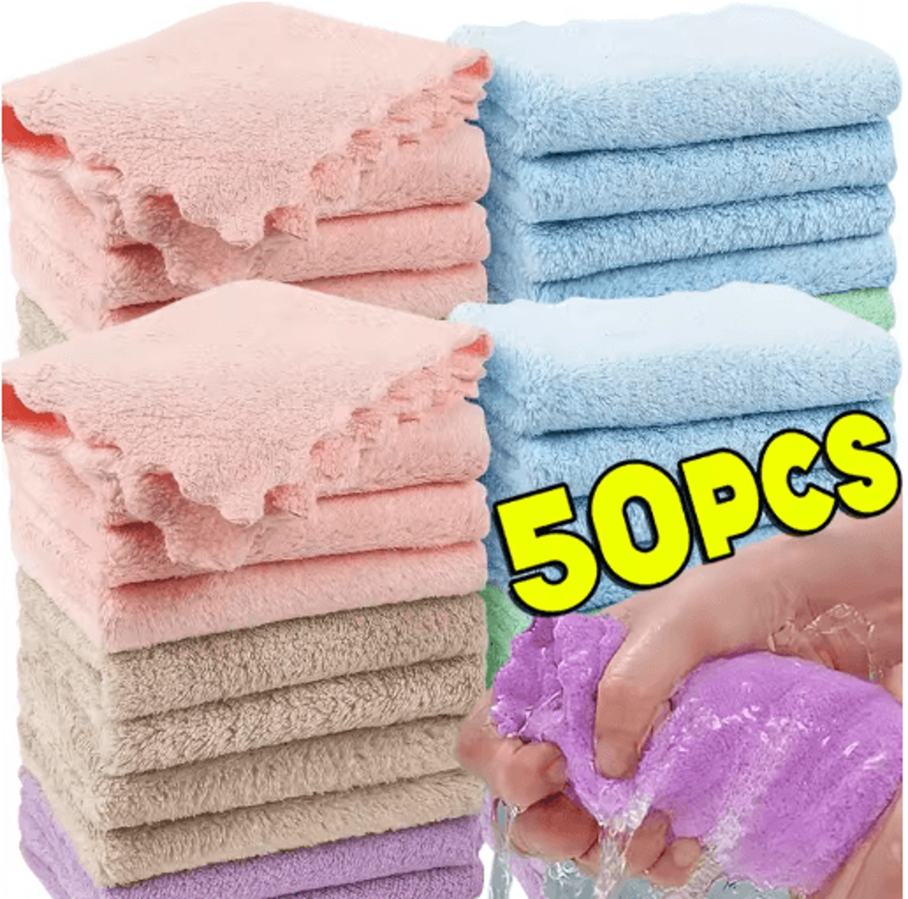 coral fleece hand towels soft super absorbent face & dish towels (1–50pcs)
