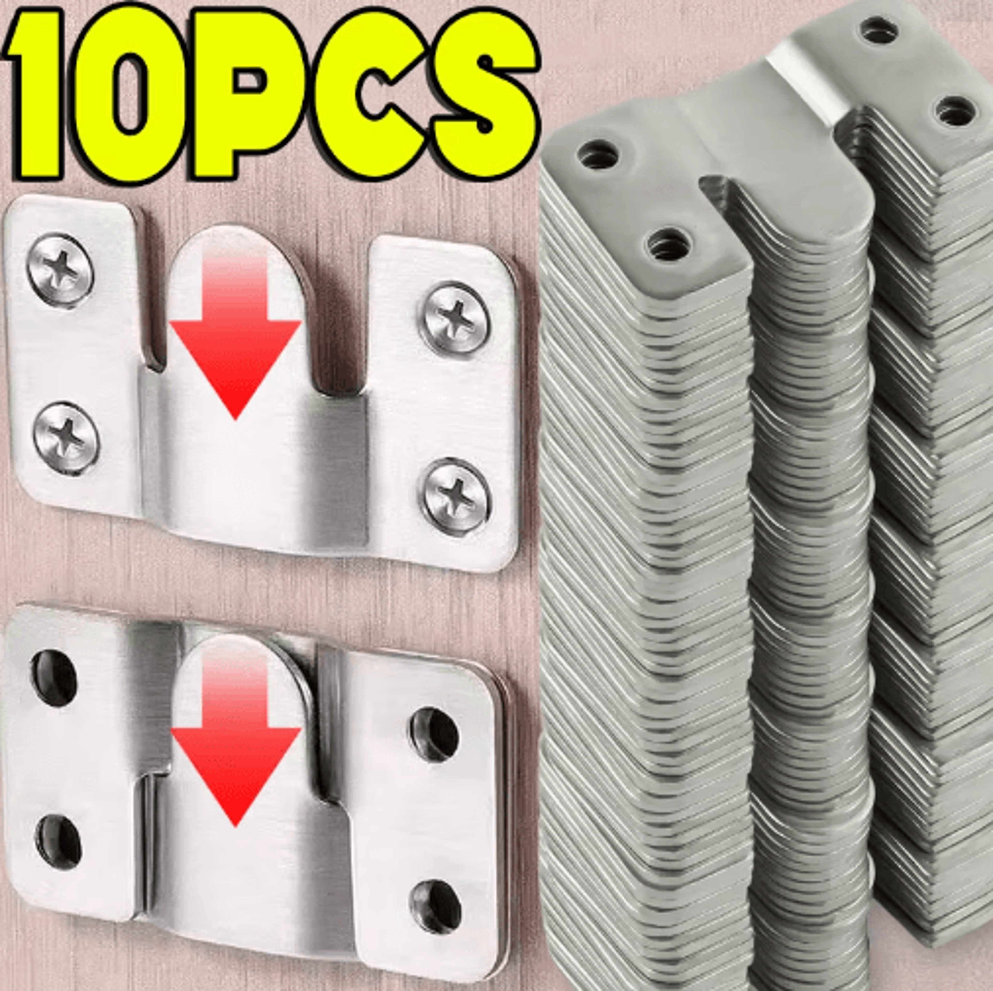 10pcs stainless steel picture frame hooks – flush mount interlocking wall hanger brackets for frames & furniture