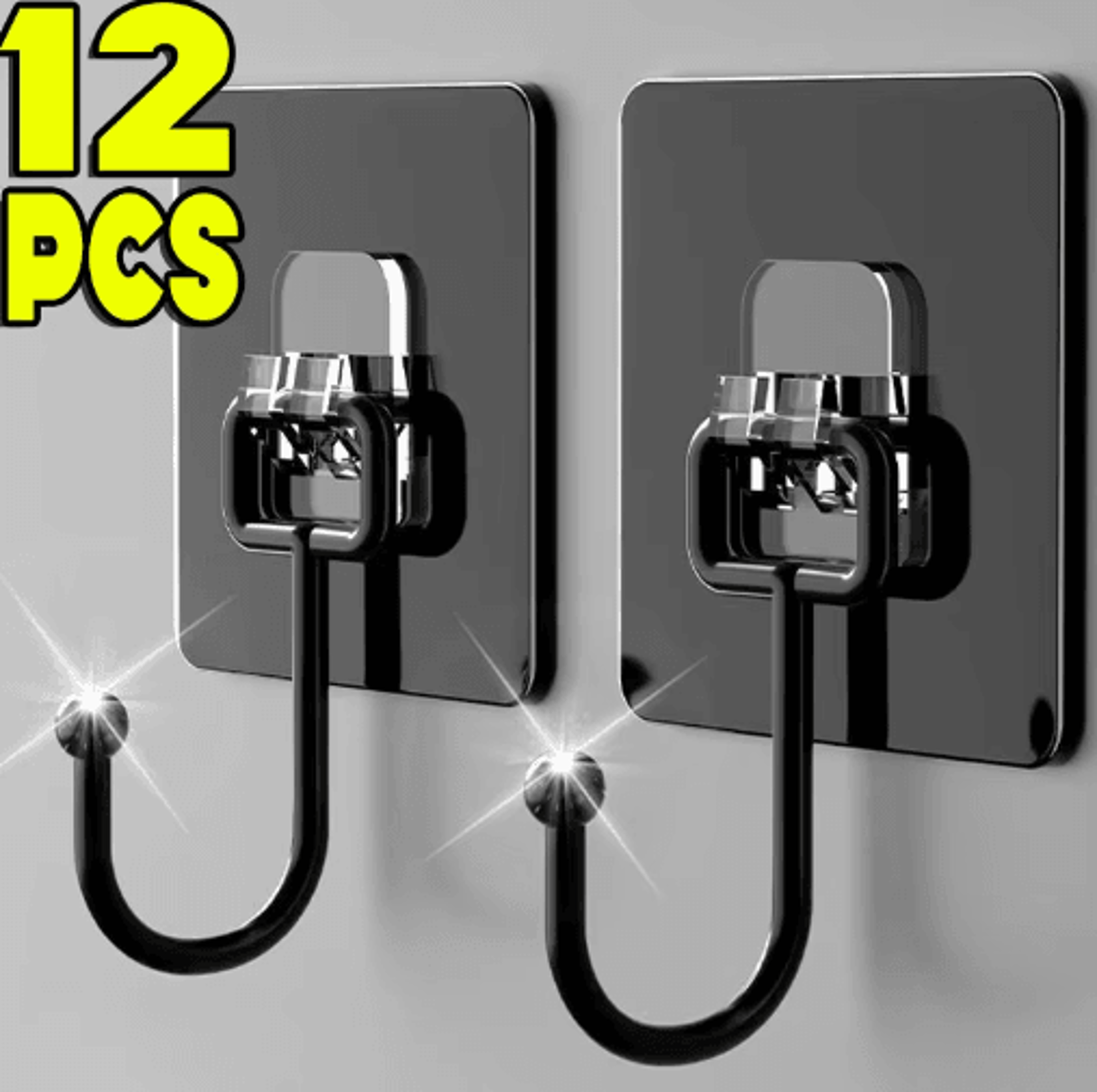 self-adhesive wall hooks – strong no-drill sticky hooks for kitchen, bathroom & home storage (1/12pcs)