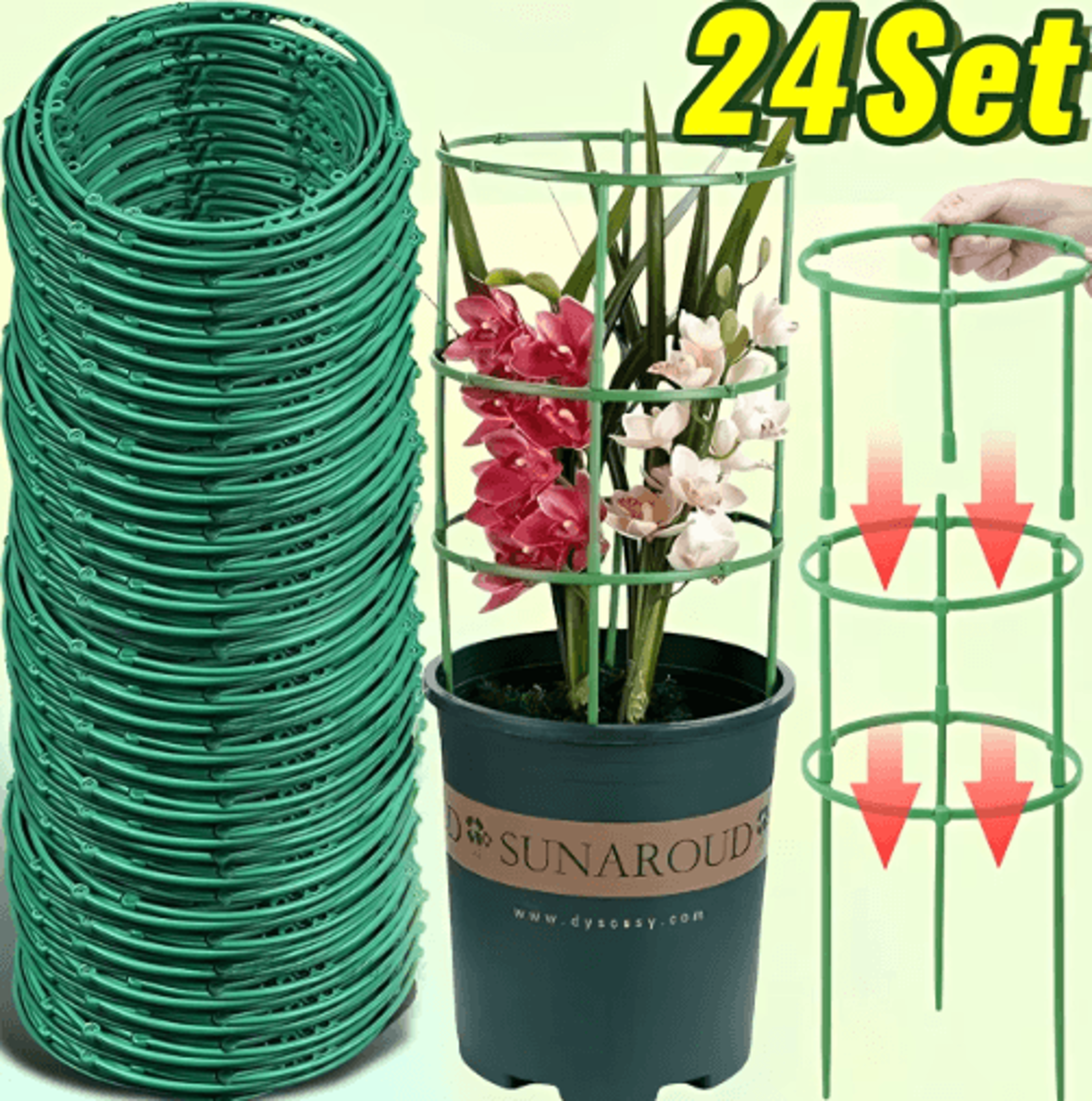 green plant support frame – semi-circle plant support stakes for indoor flowers & climbing vines
