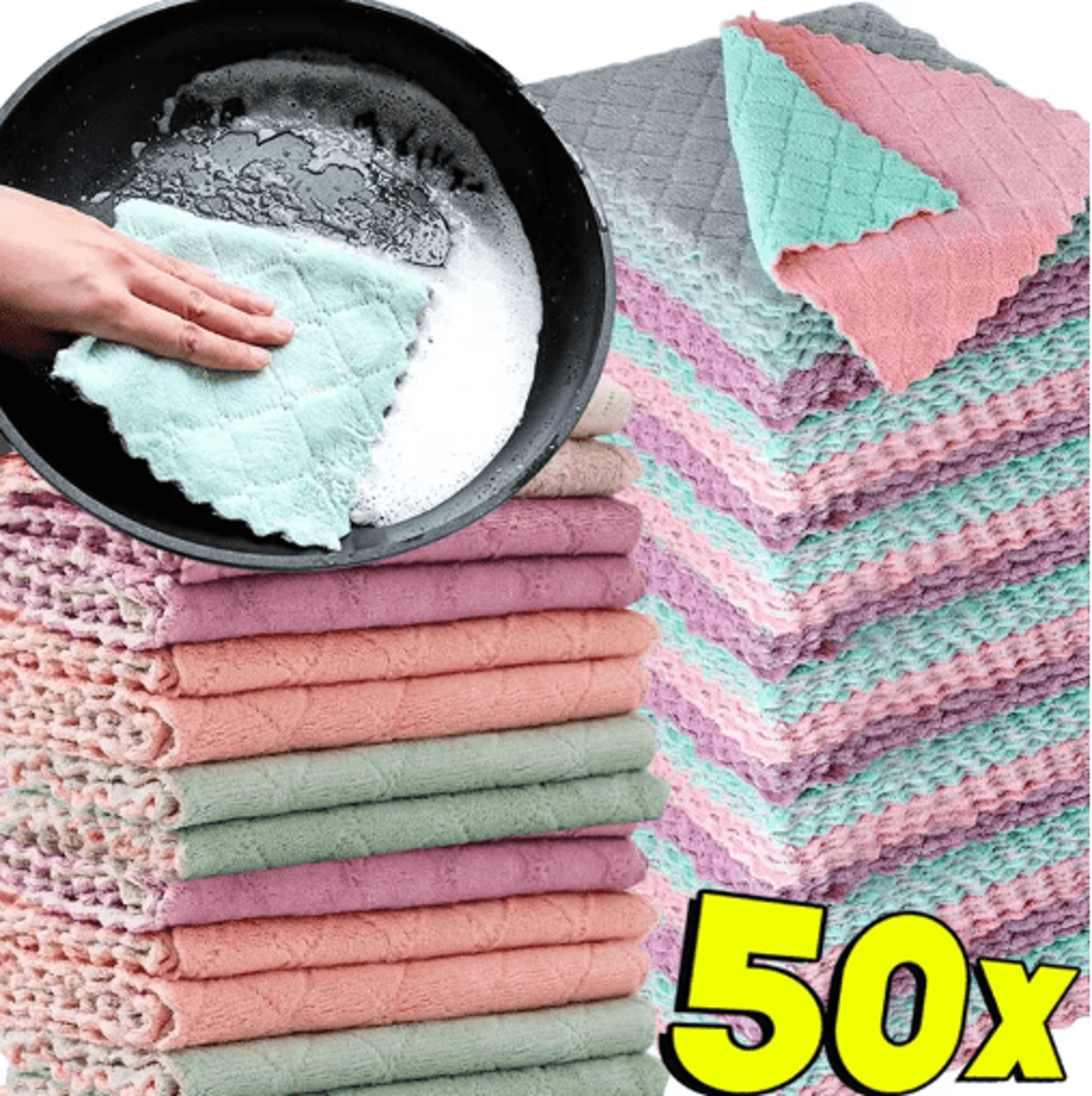 super absorbent double-layer microfiber kitchen towel – non-stick oil dish cleaning cloth