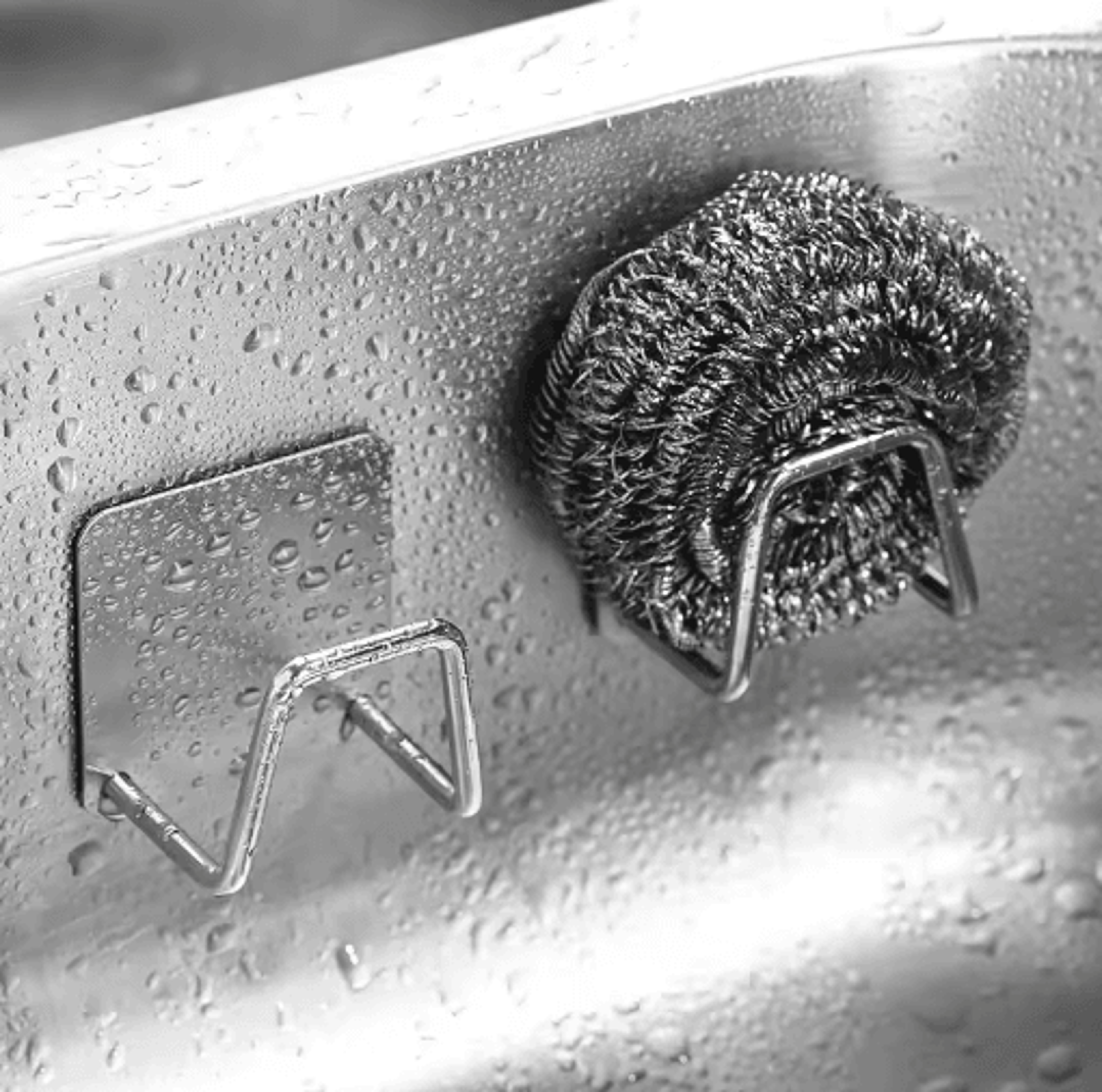 stainless steel self-adhesive sink sponge holder – kitchen sink organizer & drain drying rack