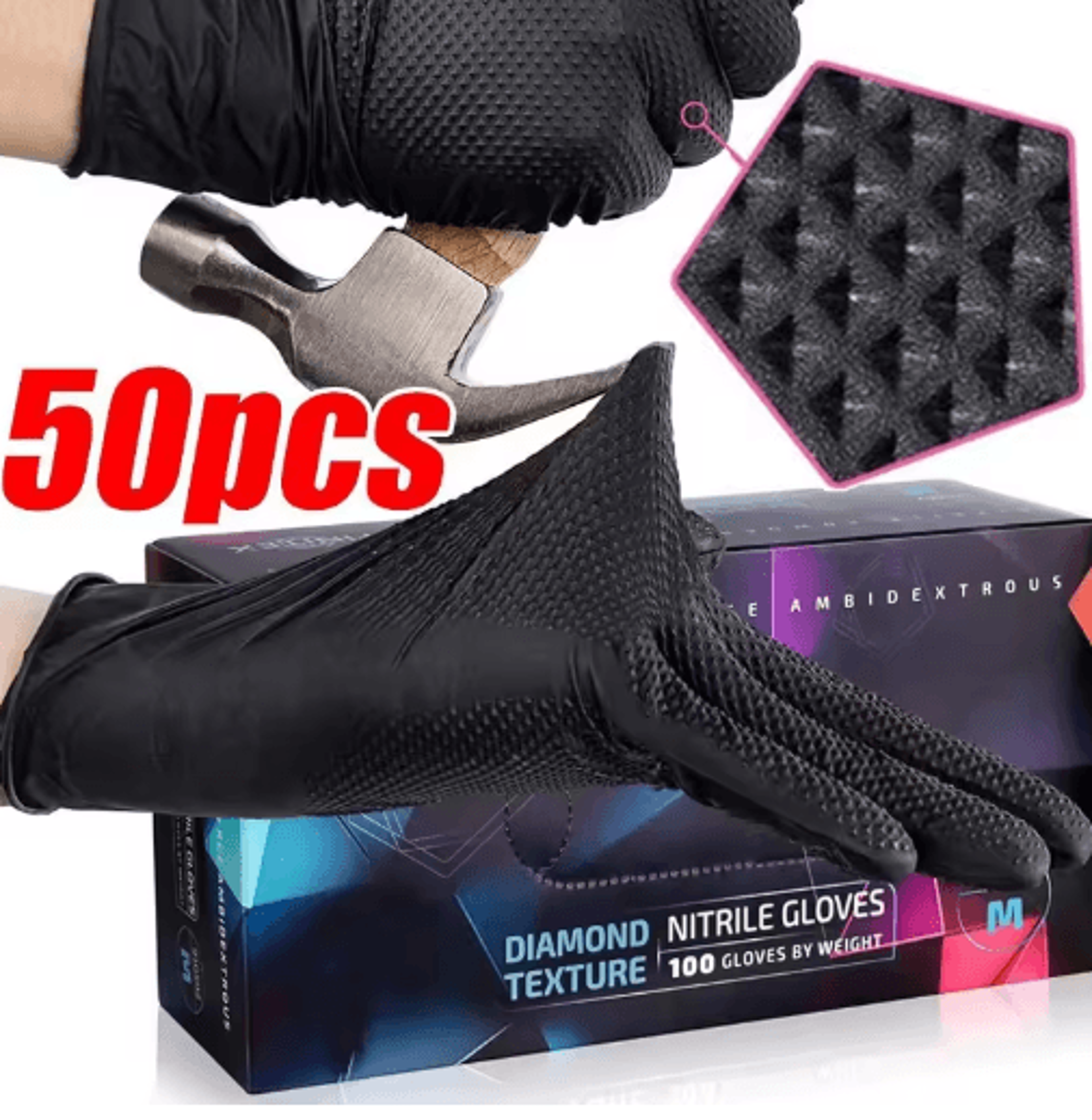 heavy-duty 8 mil nitrile gloves – disposable textured grip work gloves for mechanics, gardening & home use