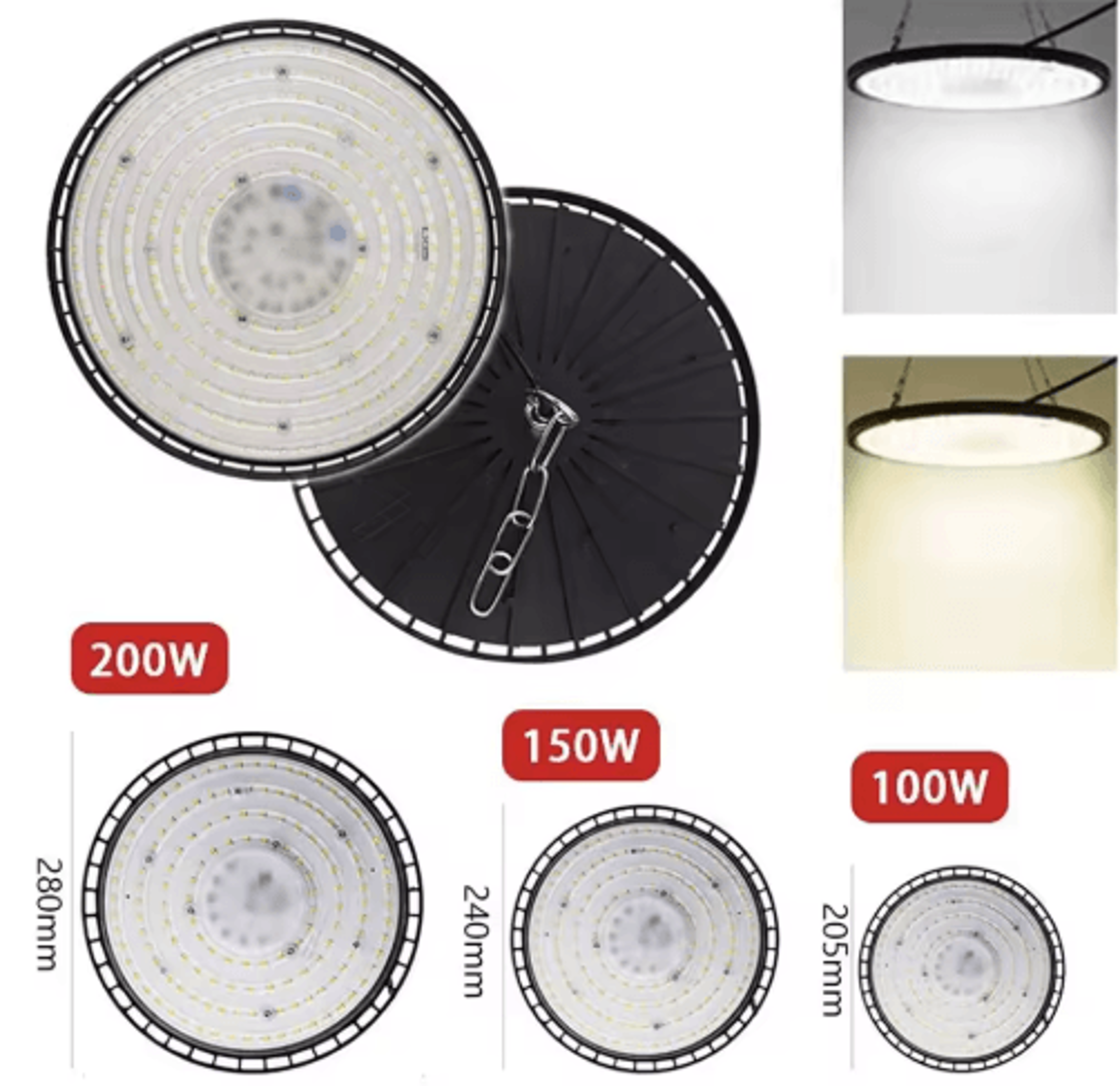 ufo led high bay light 100w/150w/200w – waterproof commercial & industrial lighting