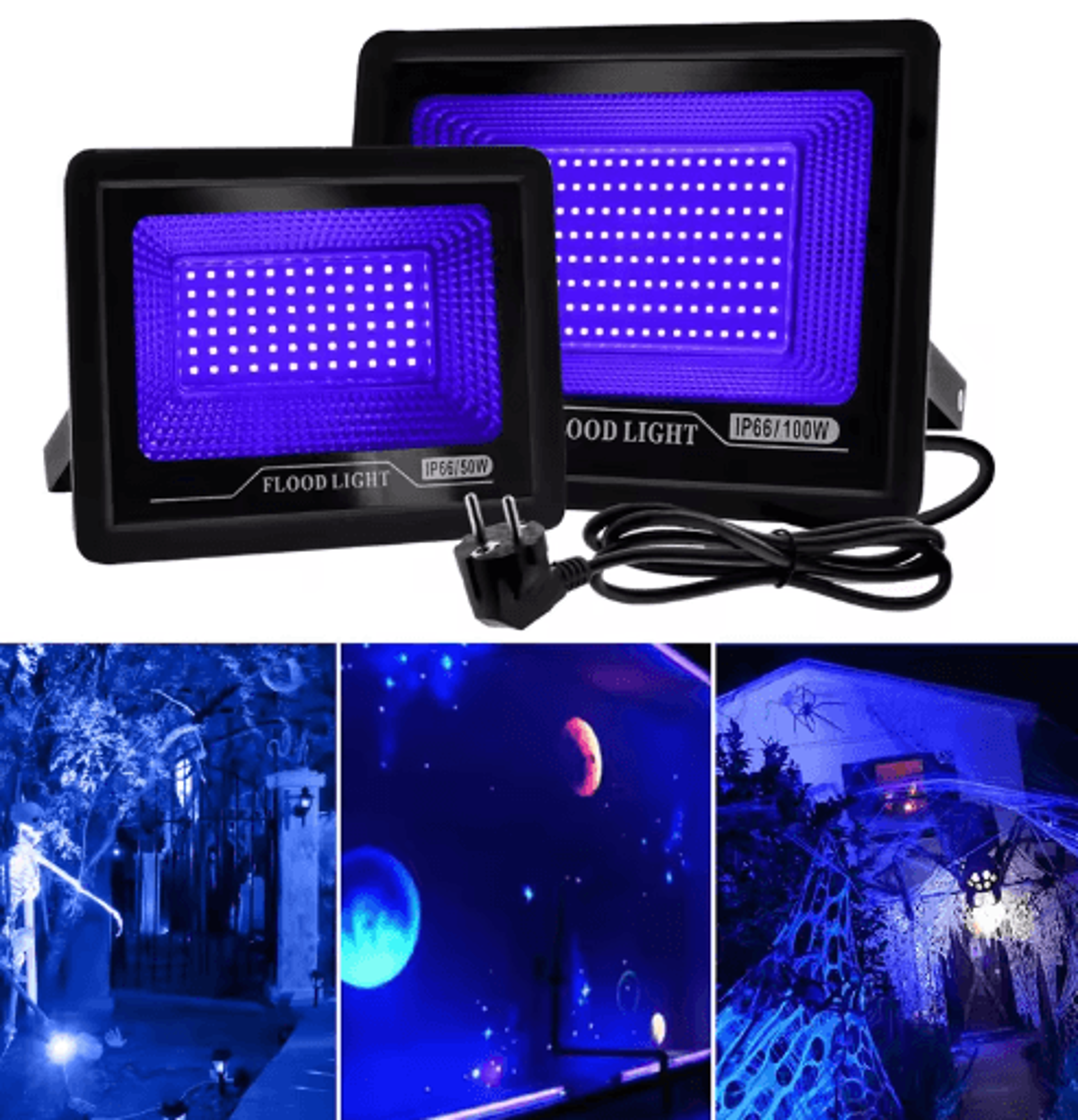 50w/100w led uv floodlight 395–400nm ip66 waterproof black light for parties & outdoor events