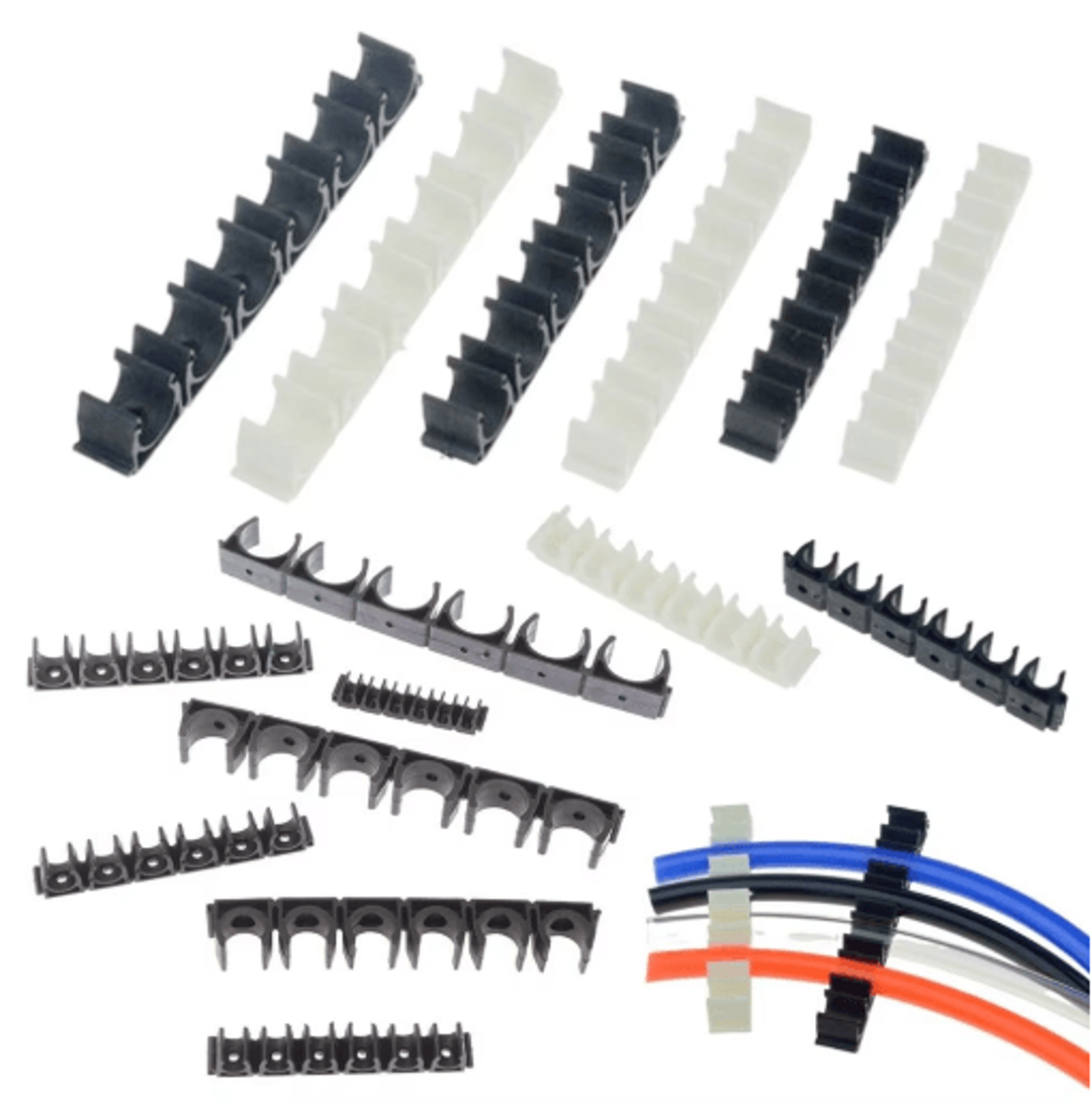 6-way nylon pneumatic tube clamp – air hose & water pipe holder for 4–12mm tubing