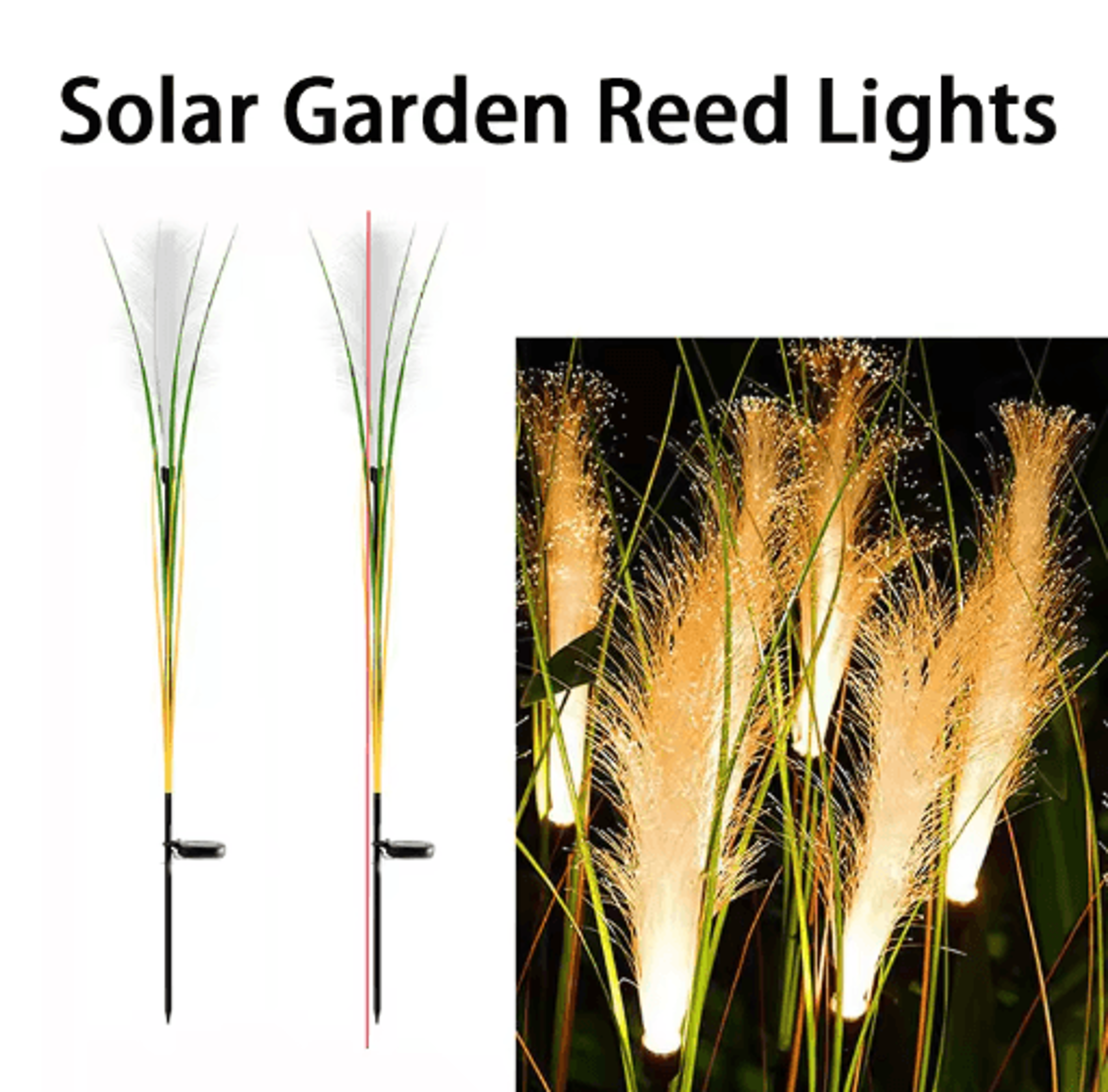 solar led reed garden lights – waterproof outdoor solar stake lights for yard & landscape