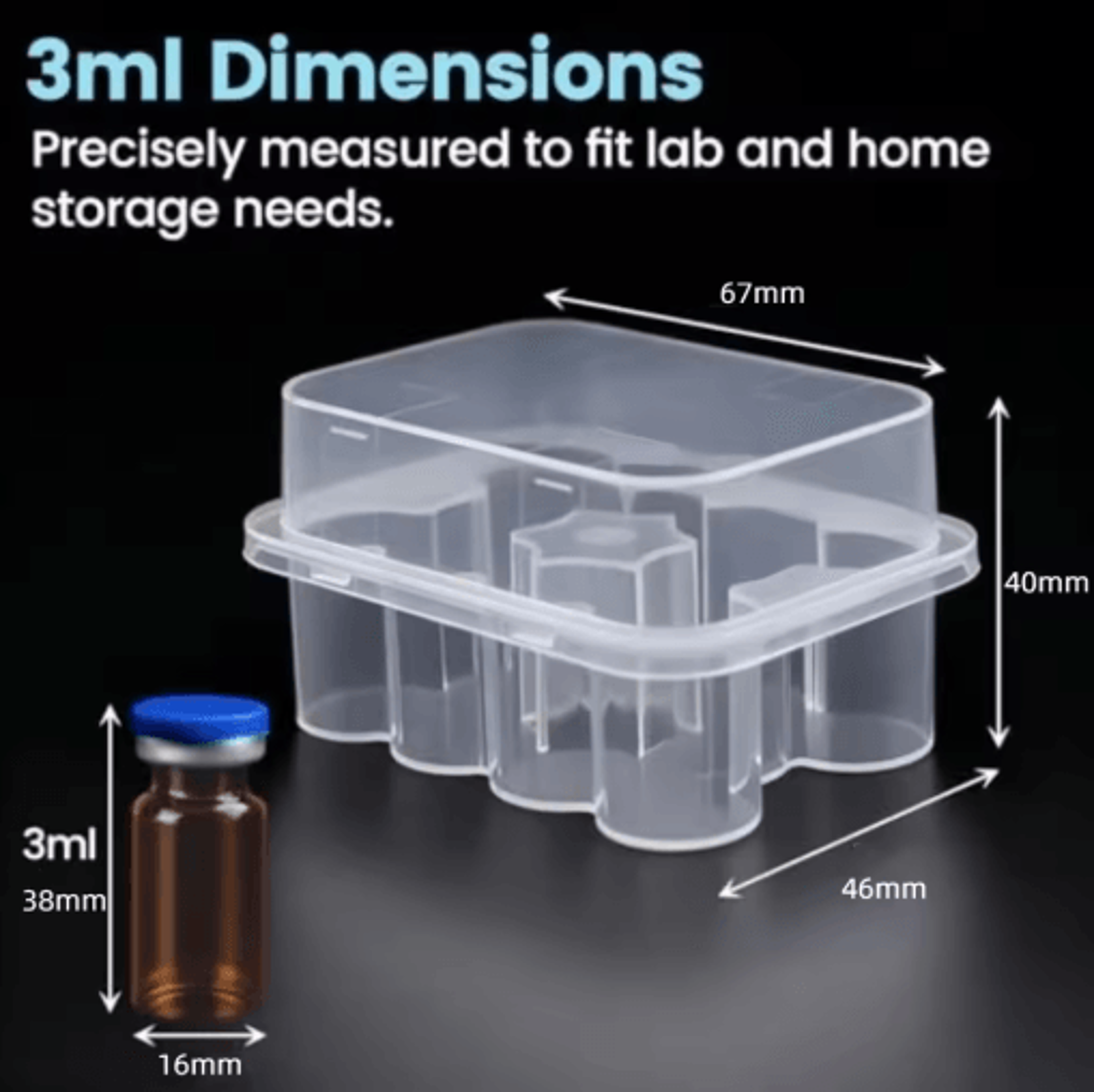stackable vial storage box – 10-slot plastic microtube case for 3ml & 10ml tubes
