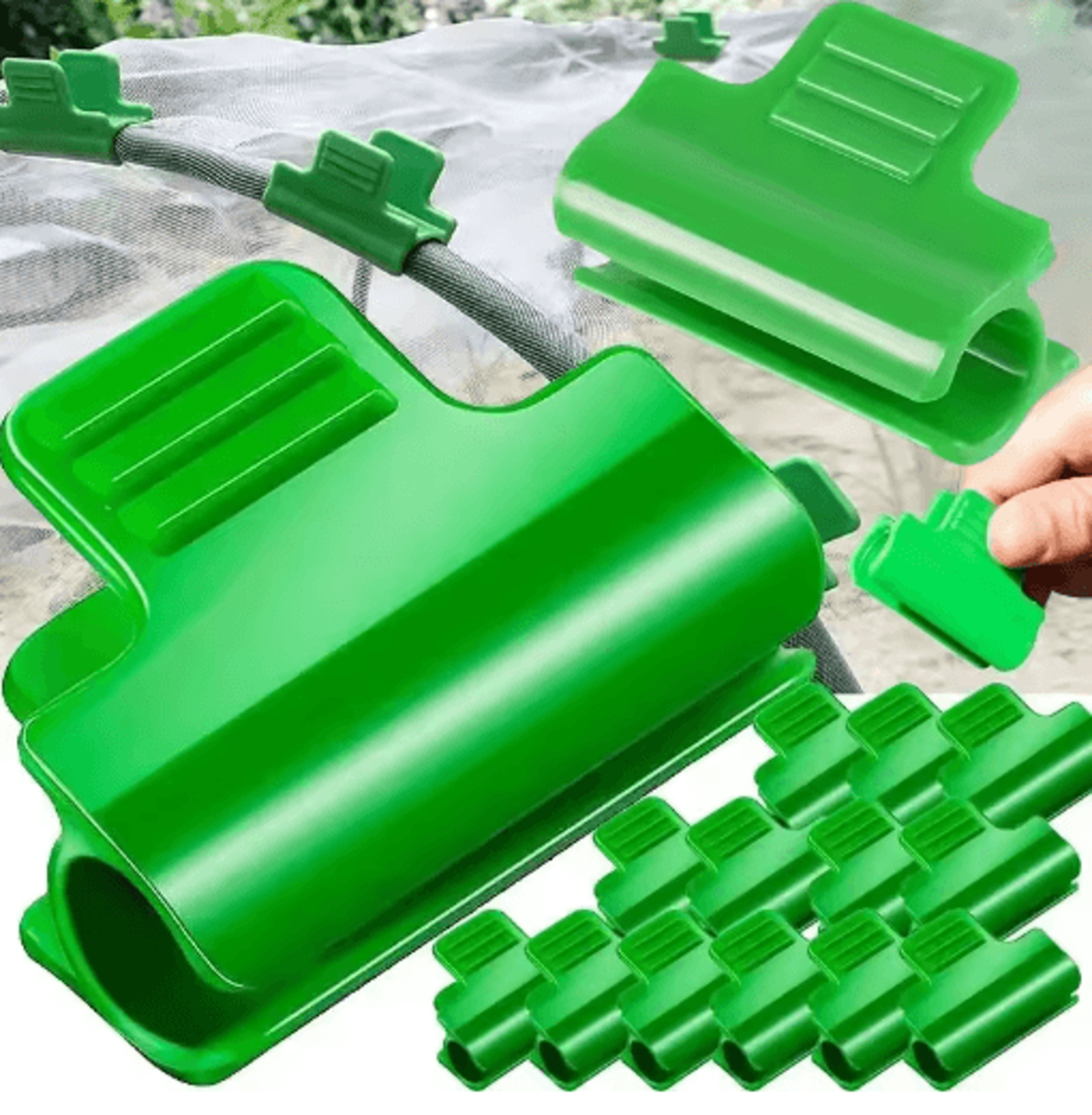 greenhouse hoop clamps – garden tunnel clips for securing greenhouse film & plant support frames