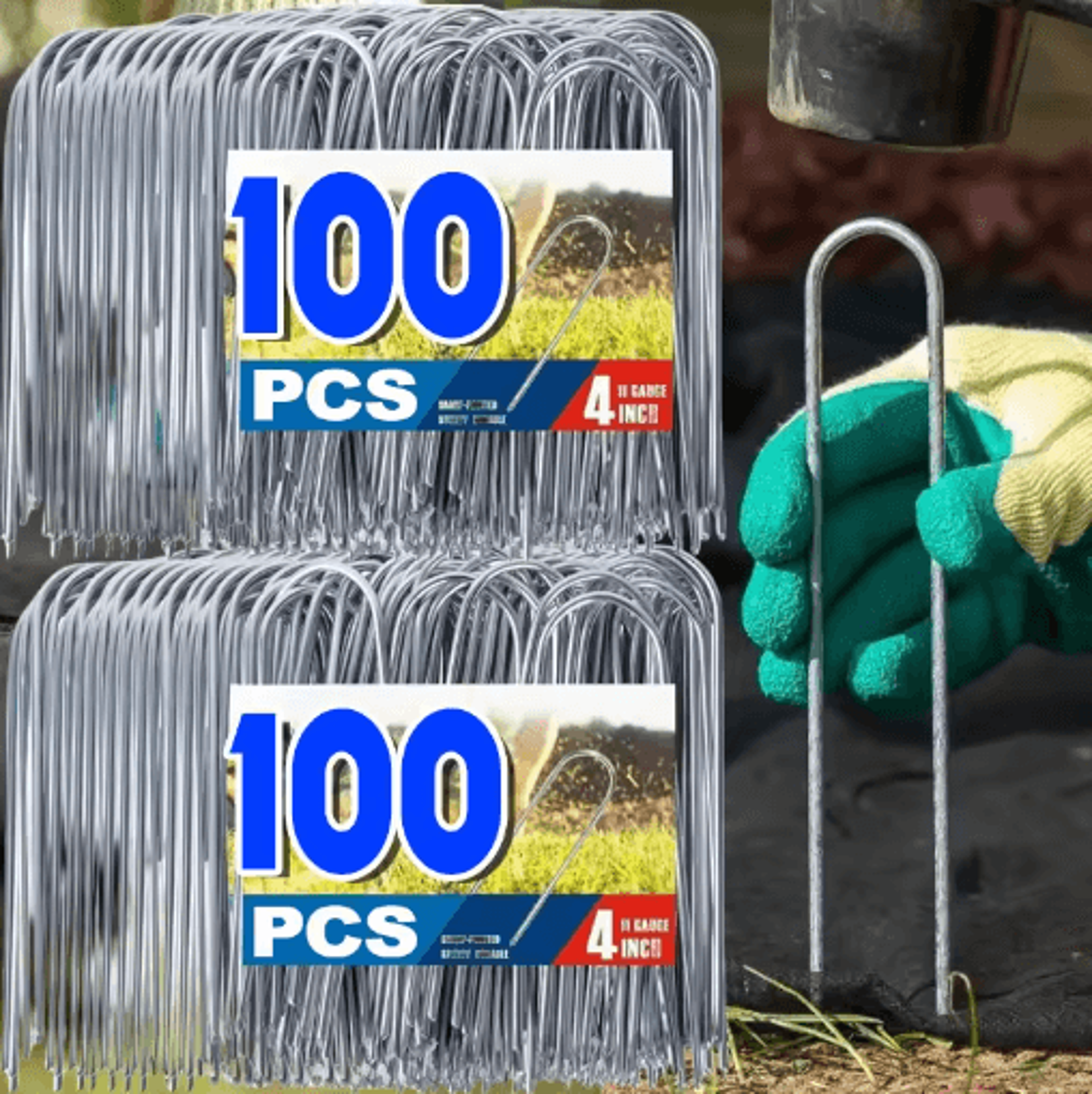 heavy-duty u-shaped garden landscape staples – galvanized ground stakes for weed barrier & ground cover