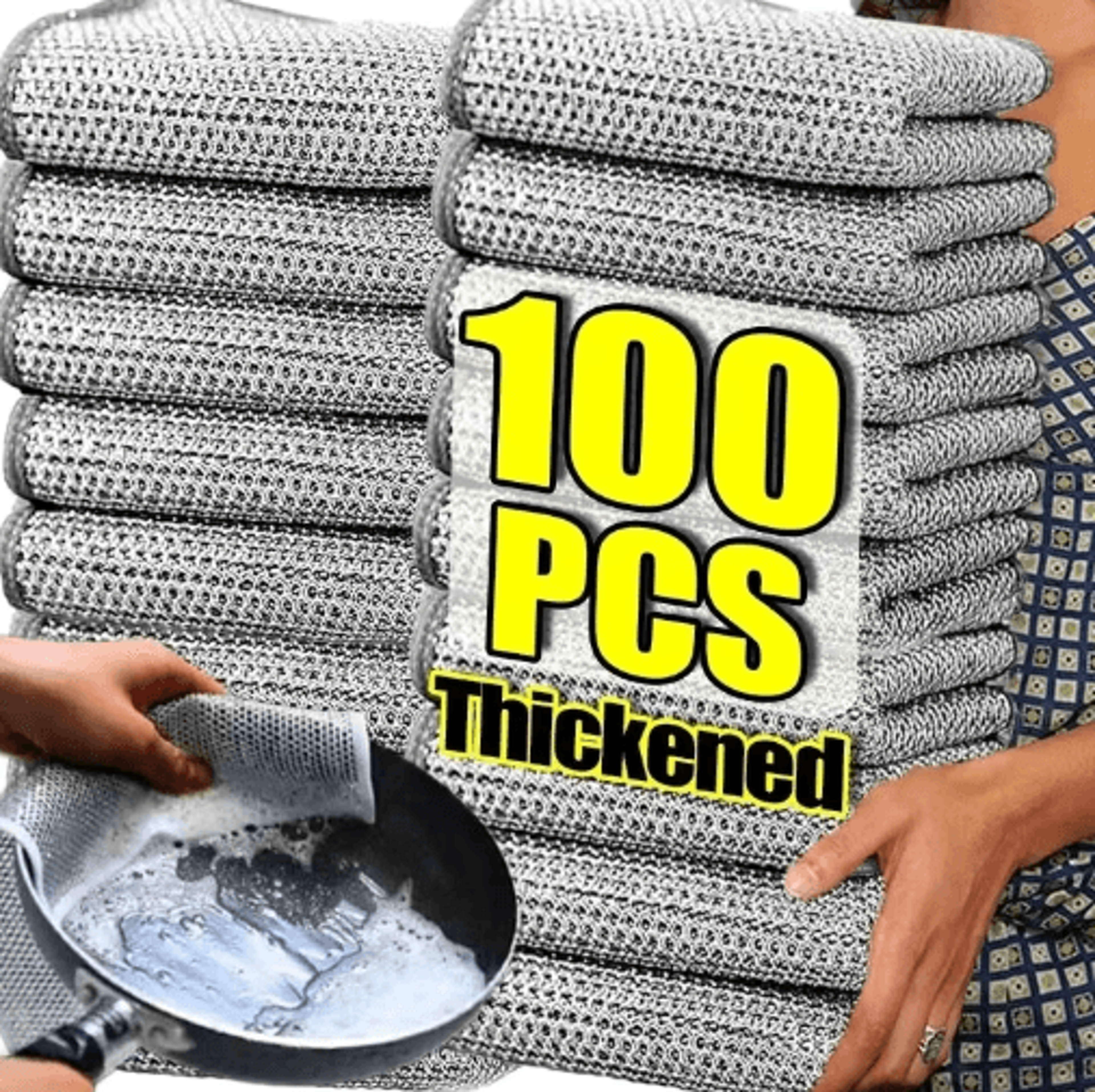 double-sided steel wire dishcloth – reusable kitchen scrubber cloth for pots, pans & dishes
