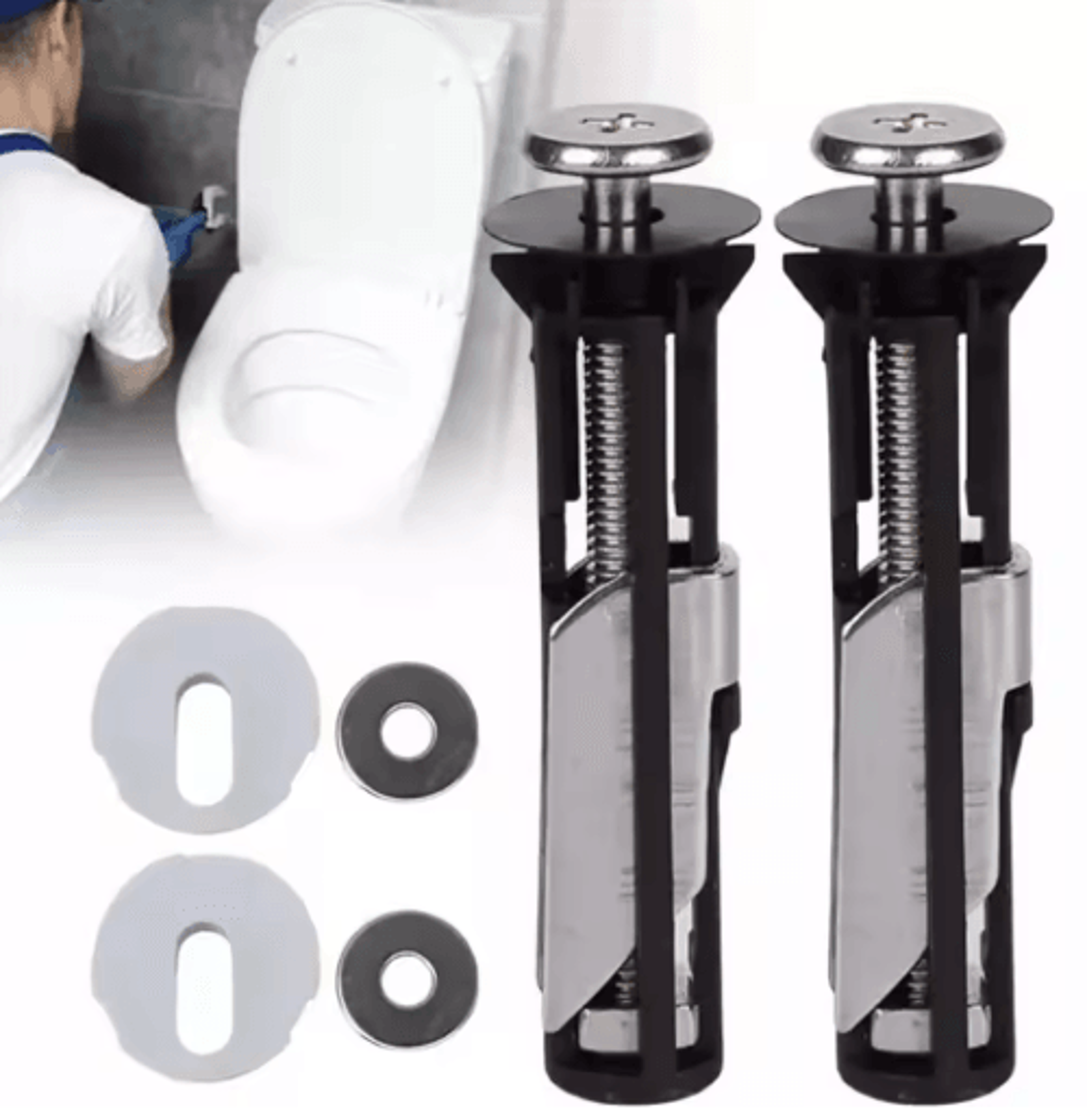 2-piece universal stainless steel toilet seat bolt kit – heavy-duty replacement fasteners