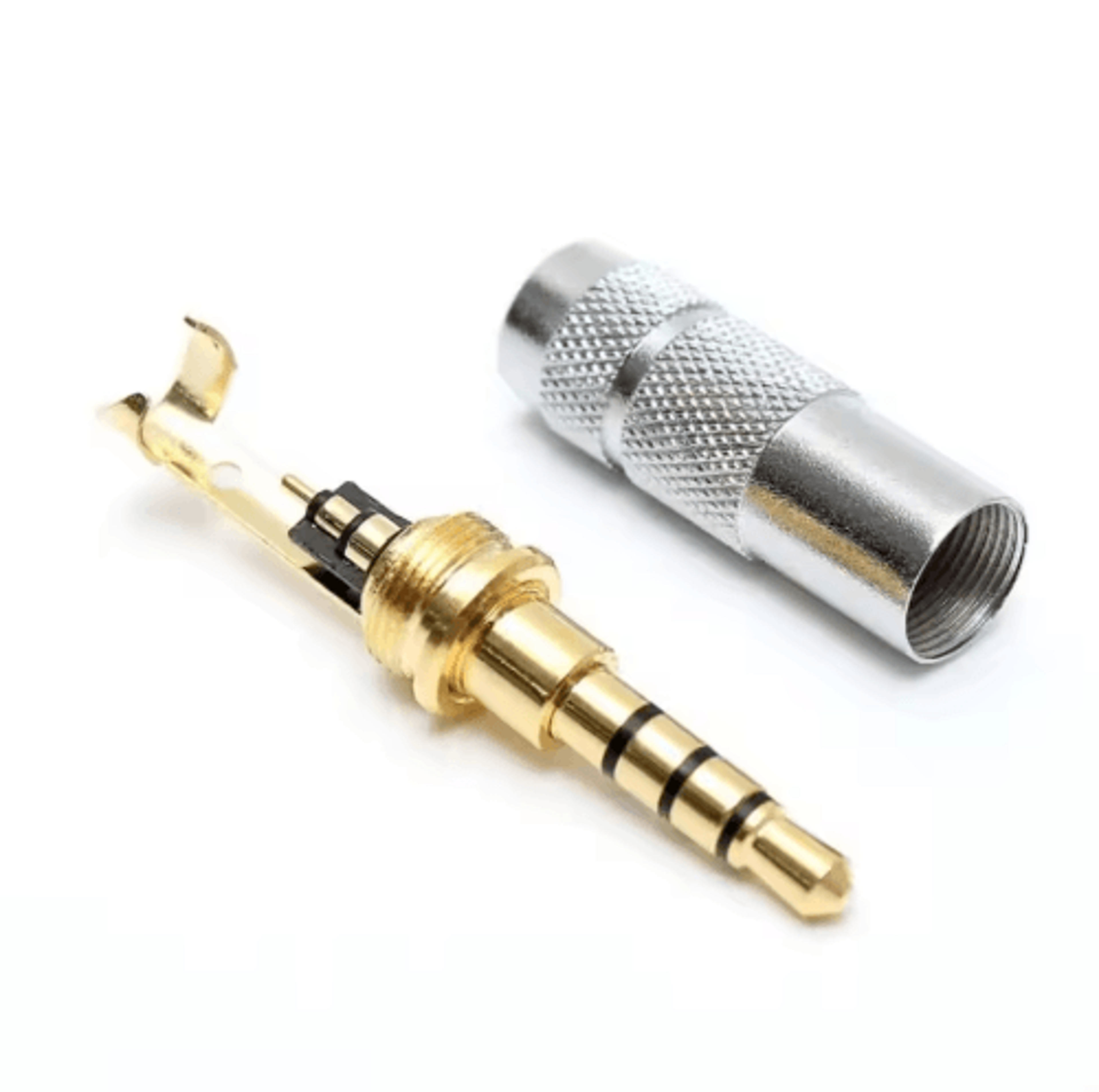 3.5mm 4-pole audio plug – metal stereo headphone jack diy replacement connector