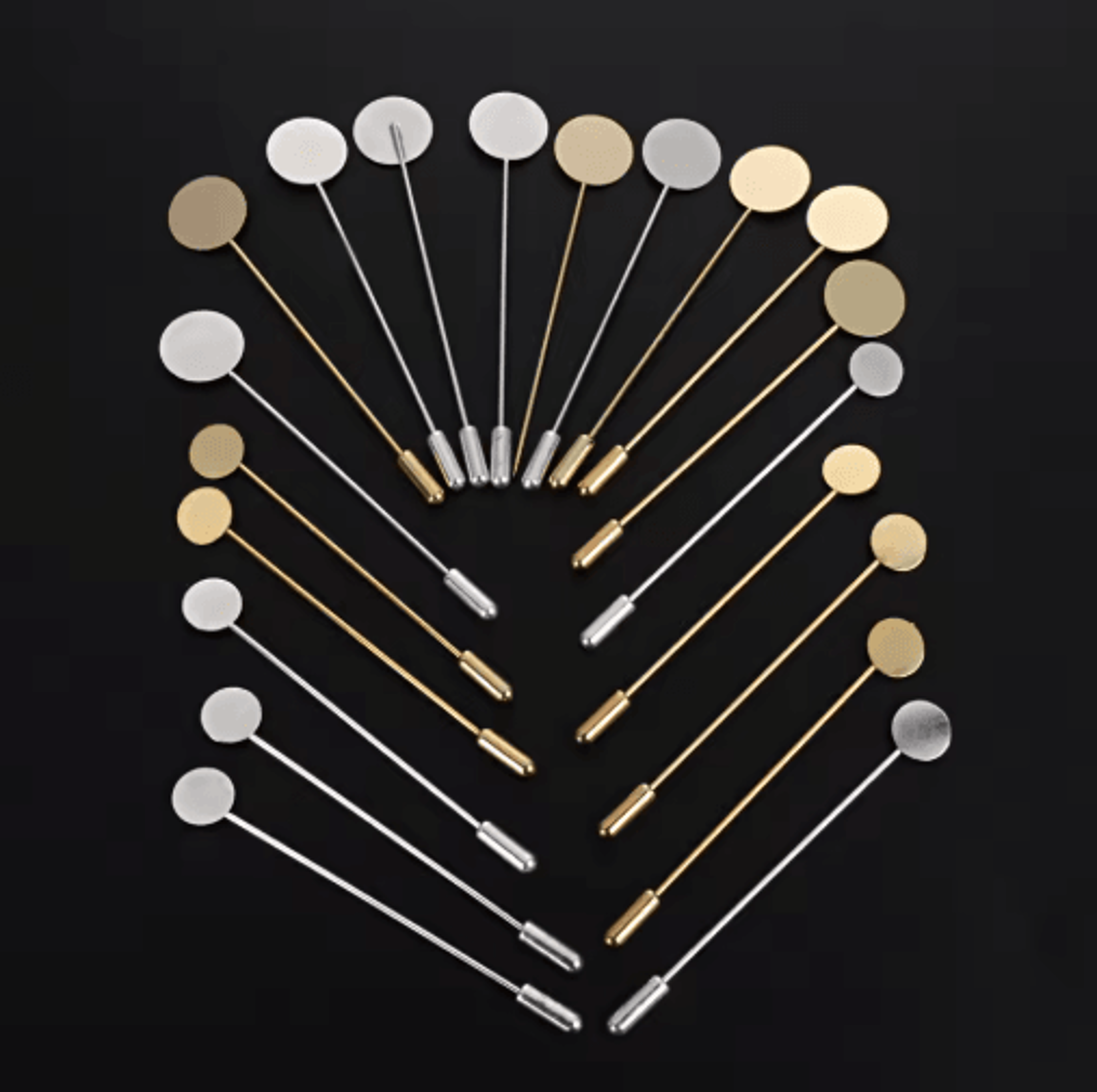 10-piece pearl brooch pin base set – alloy cabochon brooch findings for diy jewelry making