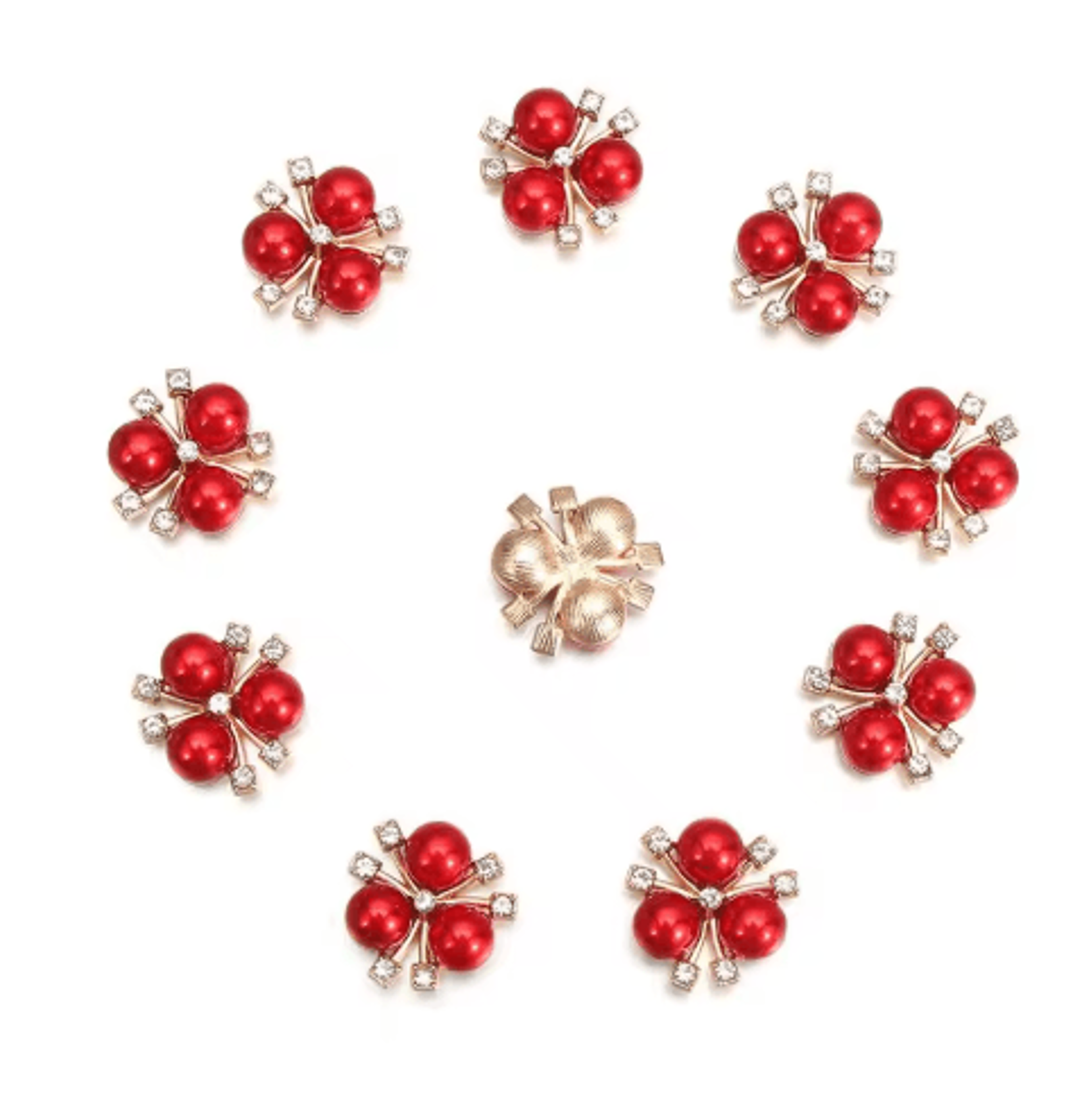 10-piece pearl flower rhinestone buttons – decorative embellishments for clothing, hair accessories & diy crafts