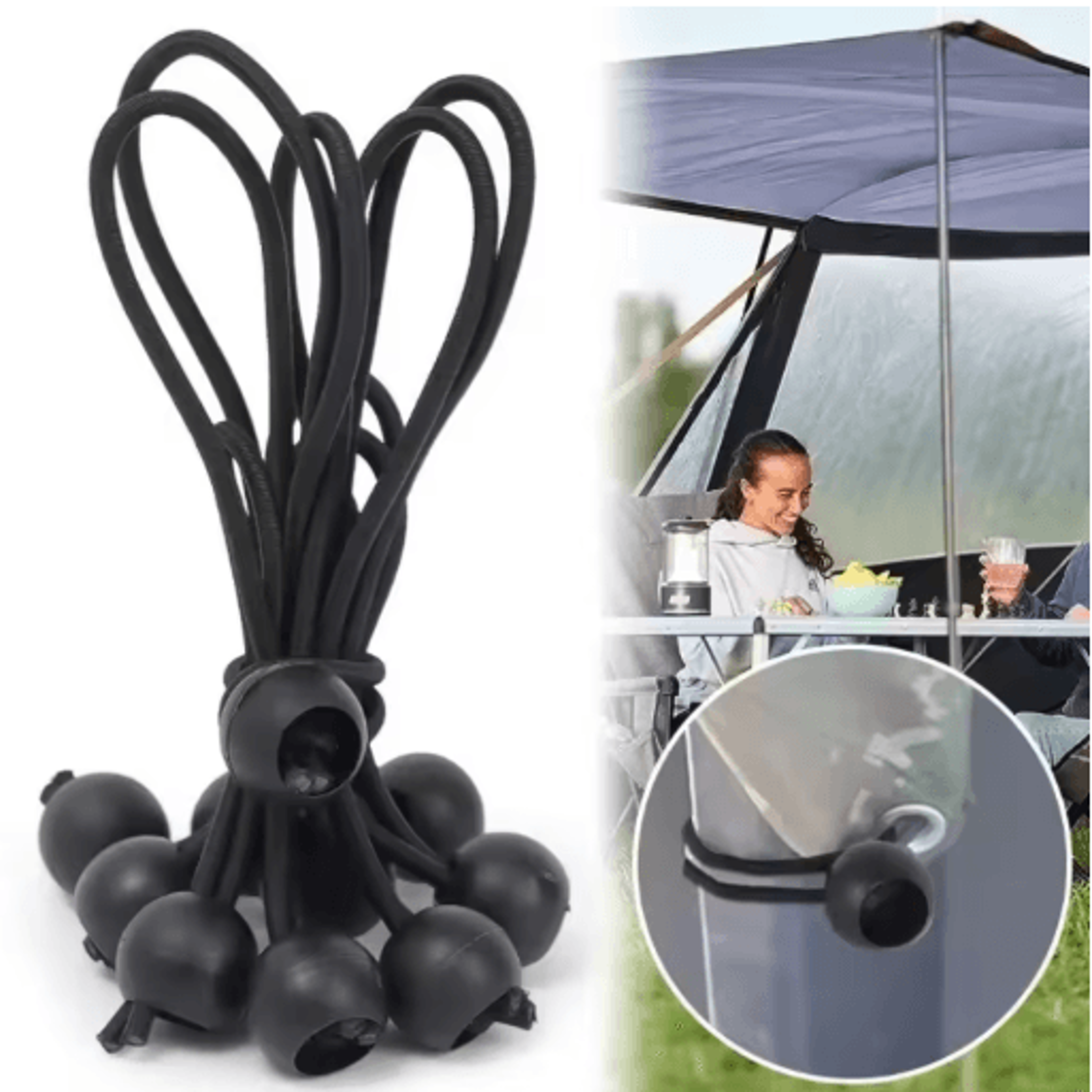 10-piece heavy-duty bungee ball cords – elastic ball ties for tarps, canopies & outdoor fastening