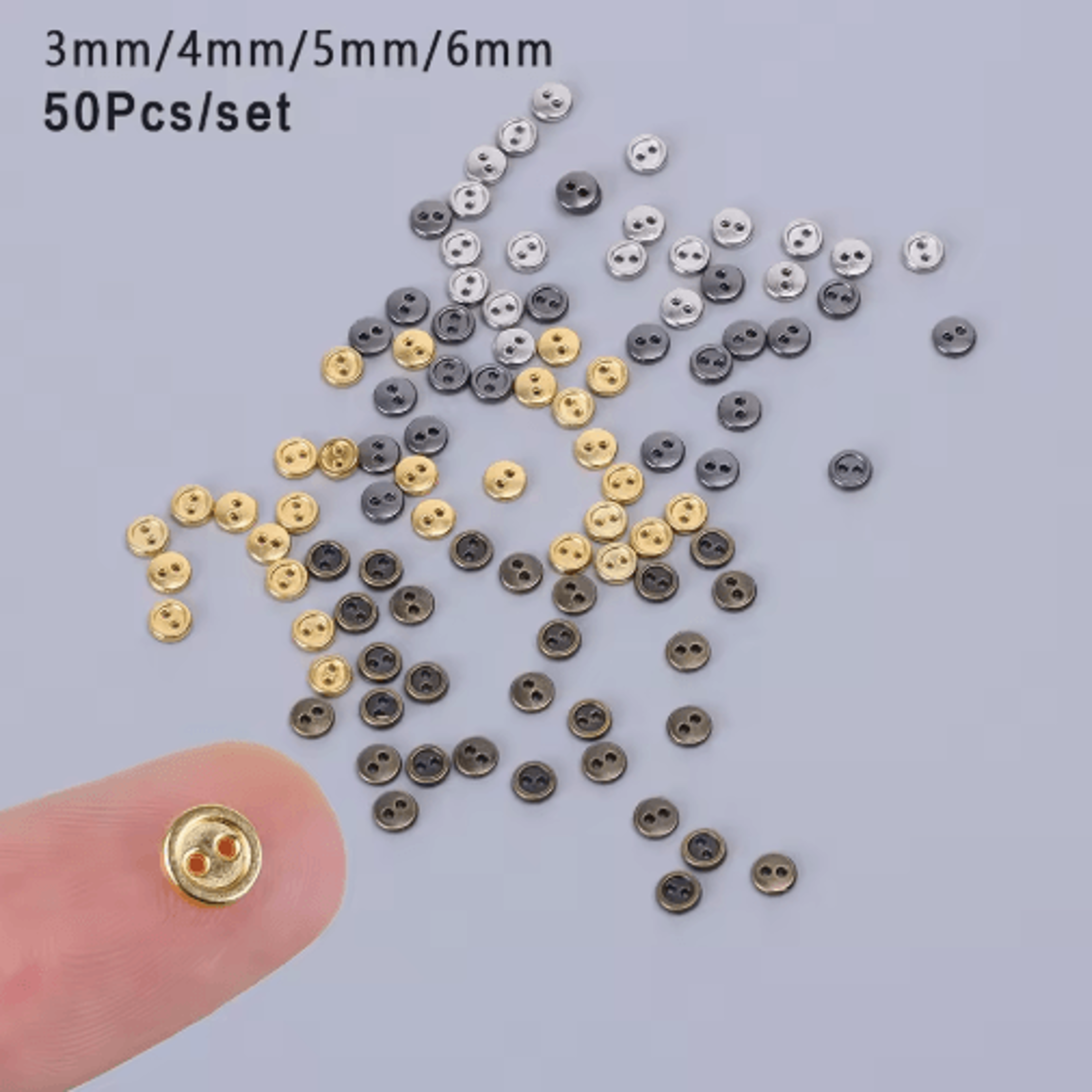 50-piece mini metal buttons – tiny sewing buttons for blythe dolls, doll clothes & miniature crafts