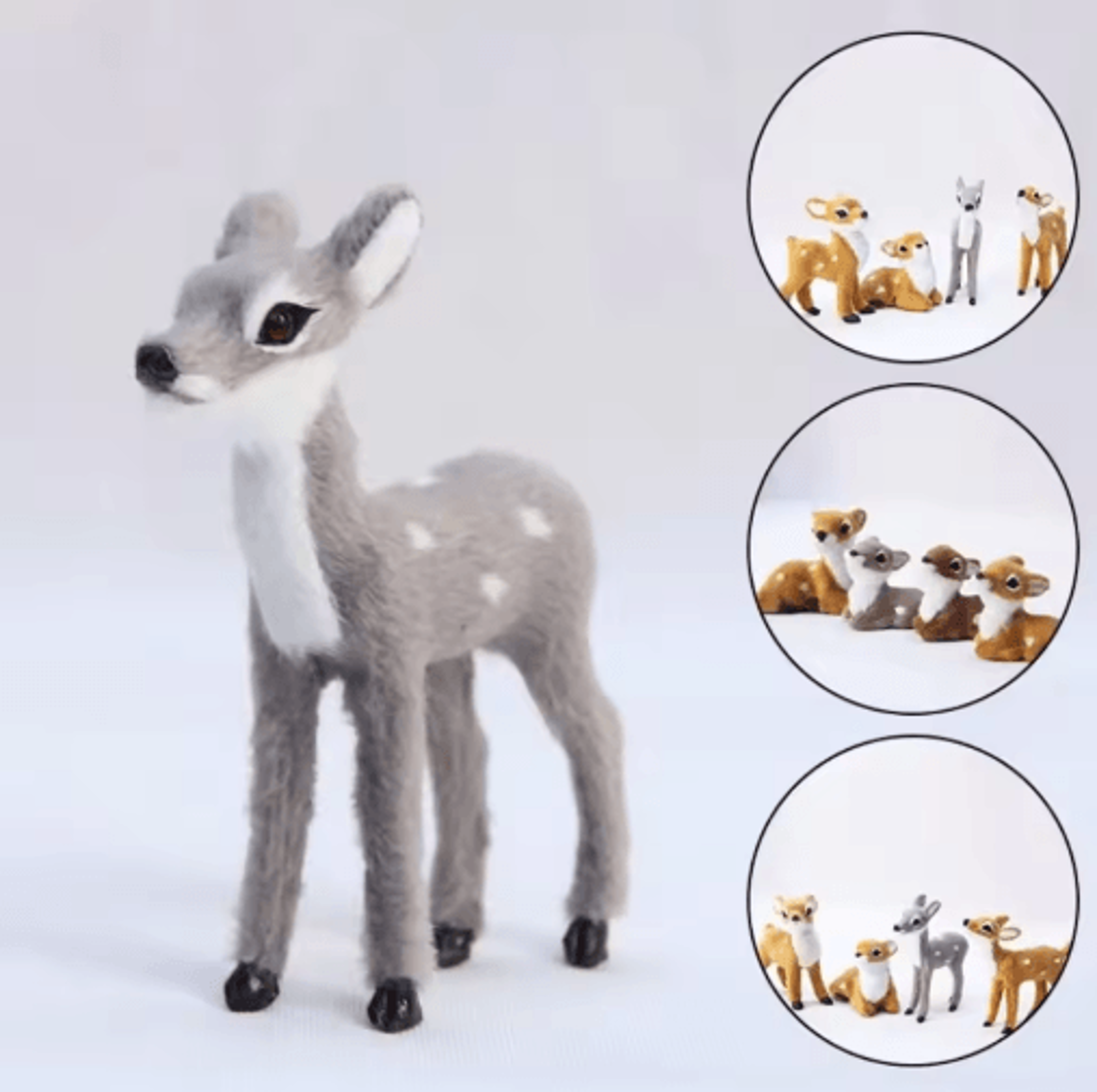 miniature artificial fur deer figurine – lifelike fairy garden reindeer decoration