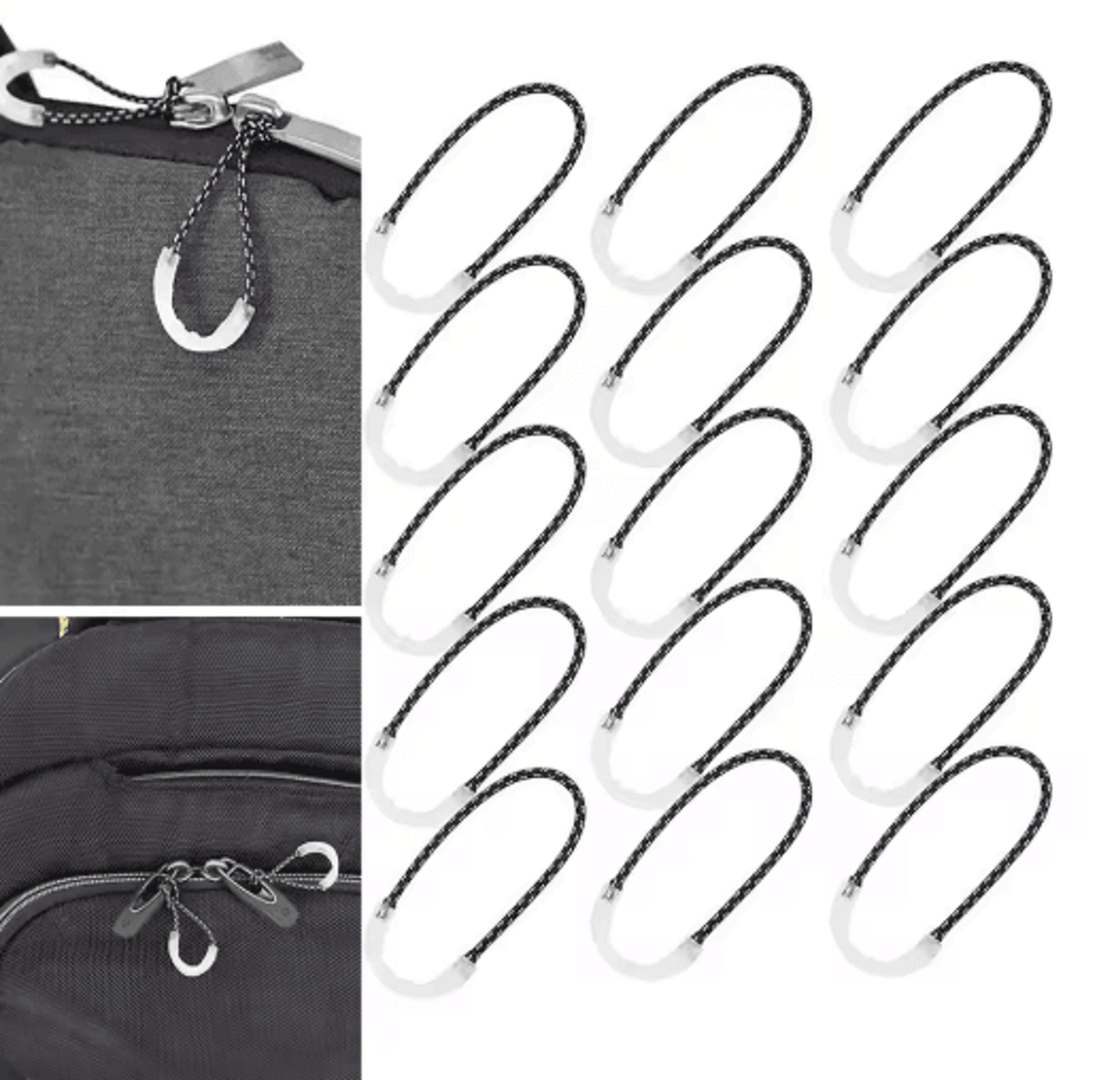 10-piece glow-in-the-dark zipper pulls – luminous replacement pull tabs for bags, jackets & tents