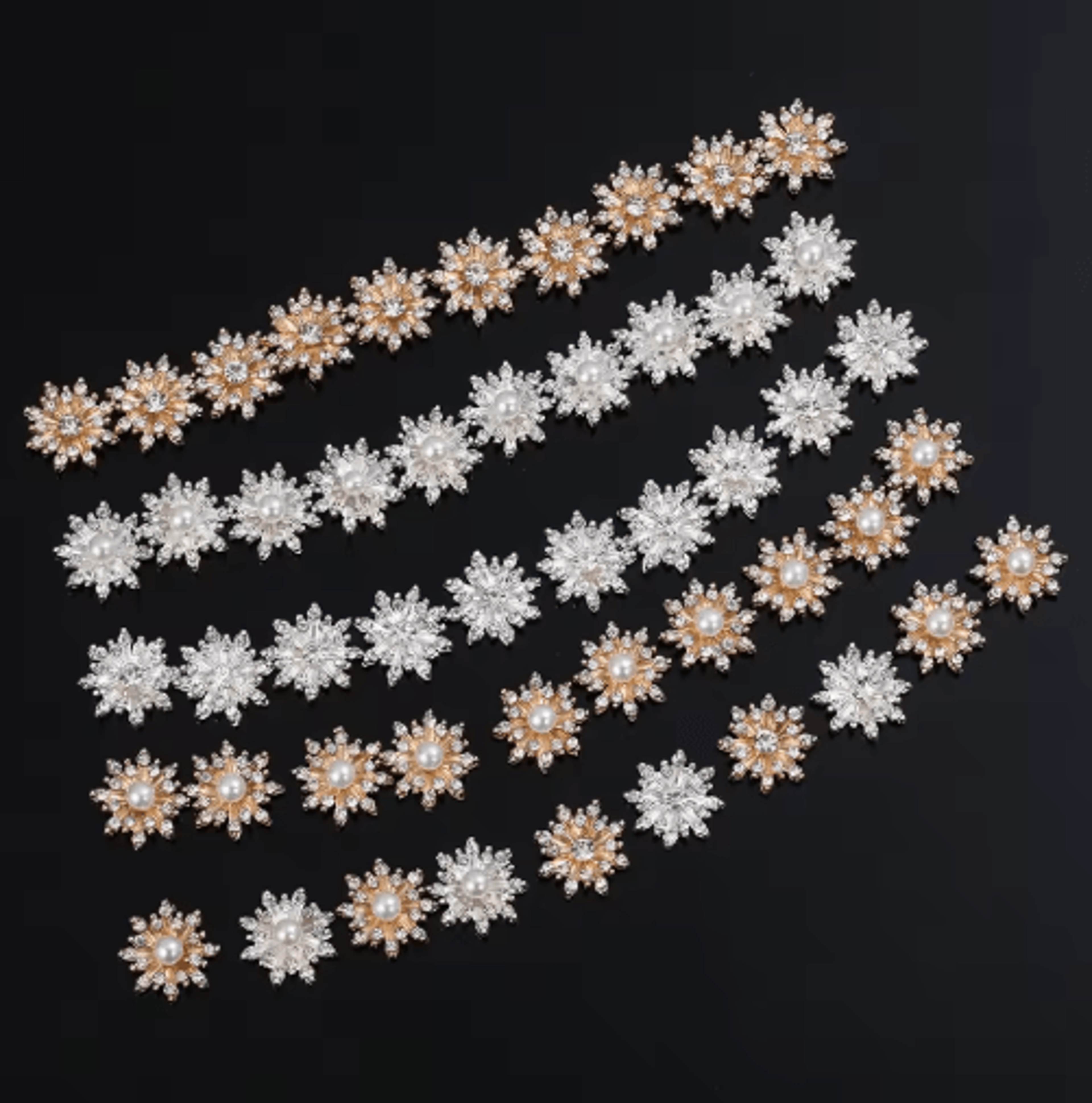 10-piece snowflake pearl rhinestone buttons – decorative flatback embellishments for clothing & diy crafts