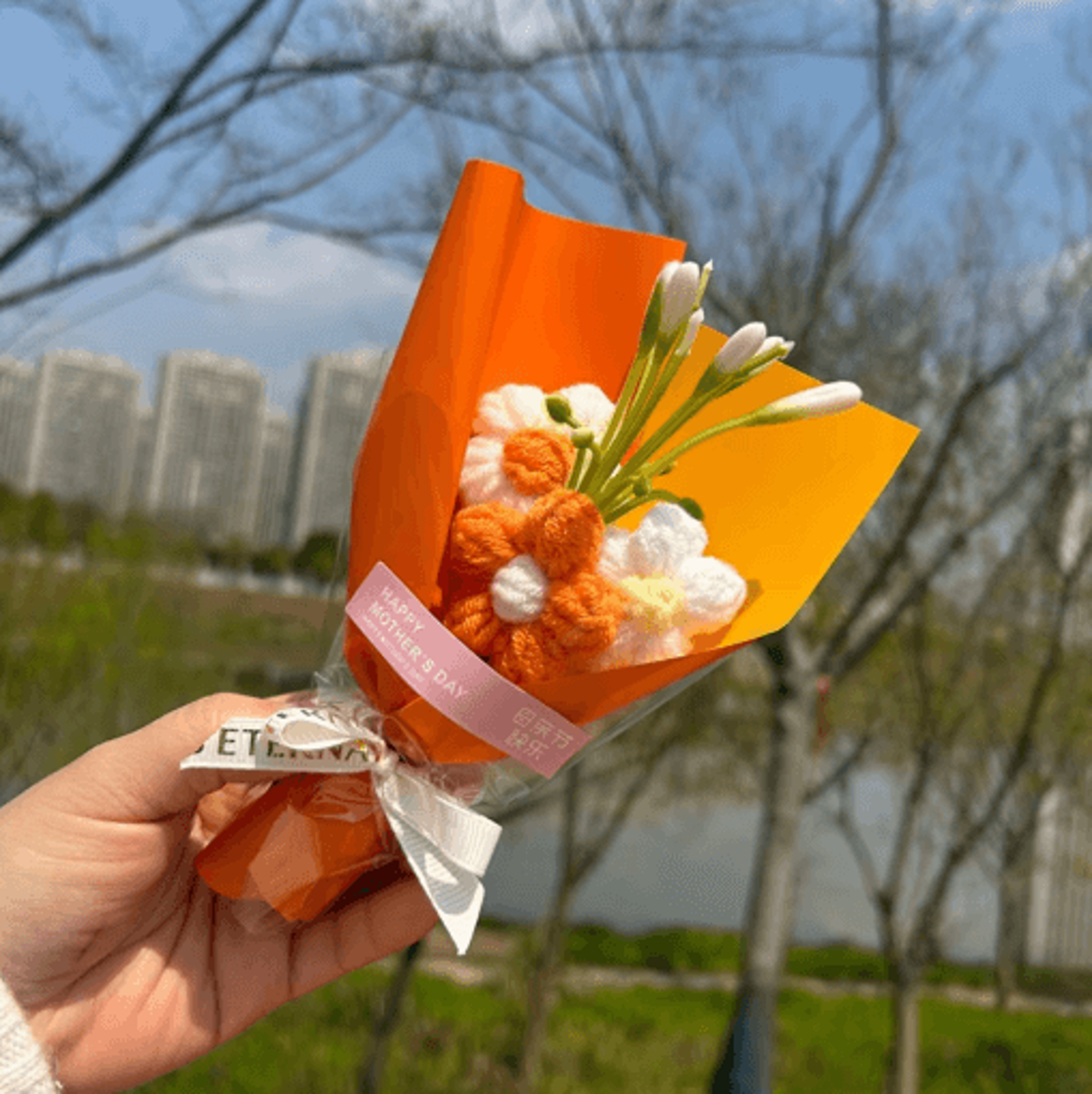 handmade crochet flower bouquet – mini artificial flower bouquet for home decor gifts