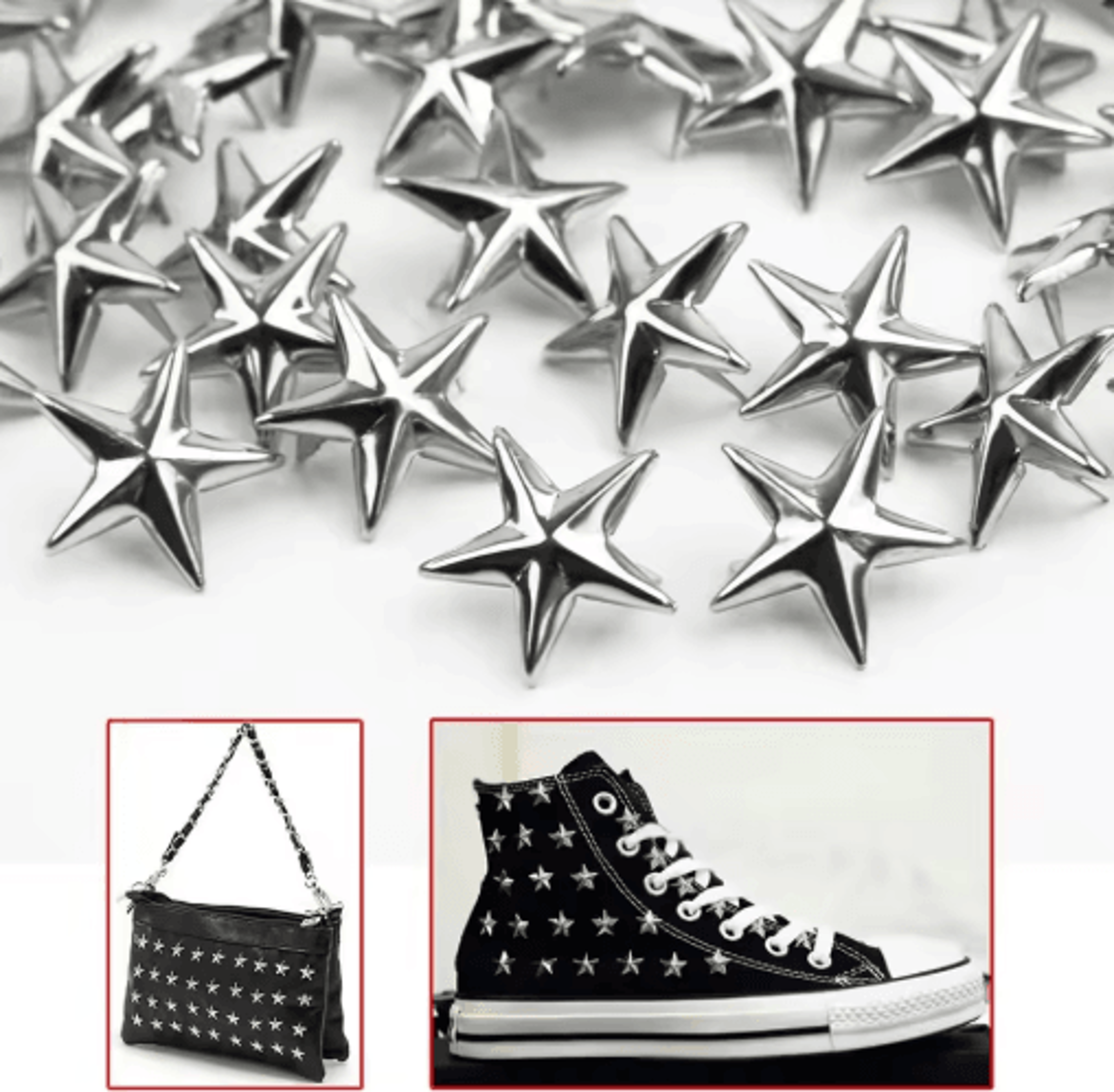 100pcs 15mm silver star rivets – metal leather studs for diy crafts, bags & punk clothing