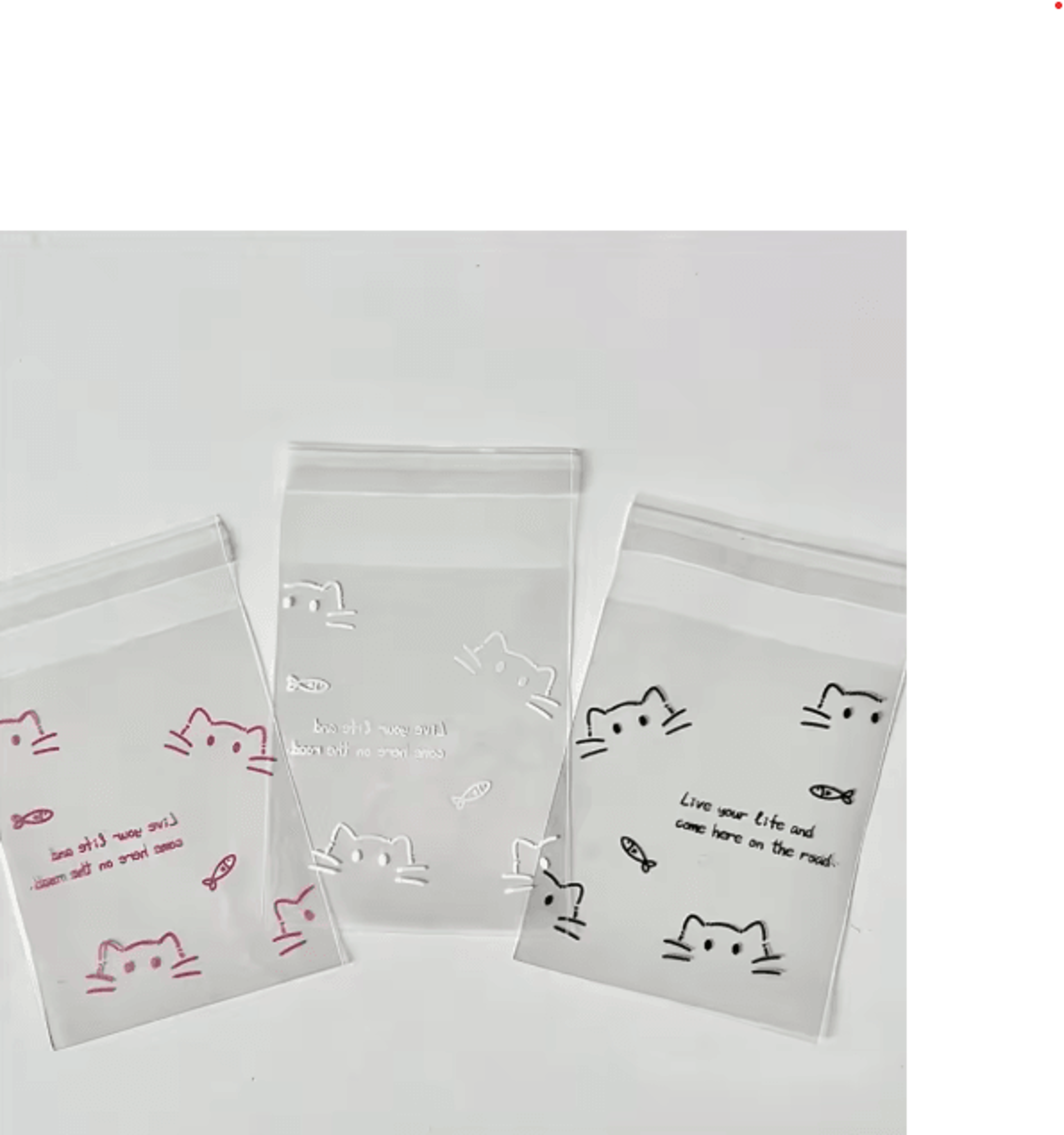 50pcs cartoon cat self-sealing bags – cute resealable cookie, candy & jewelry storage bags