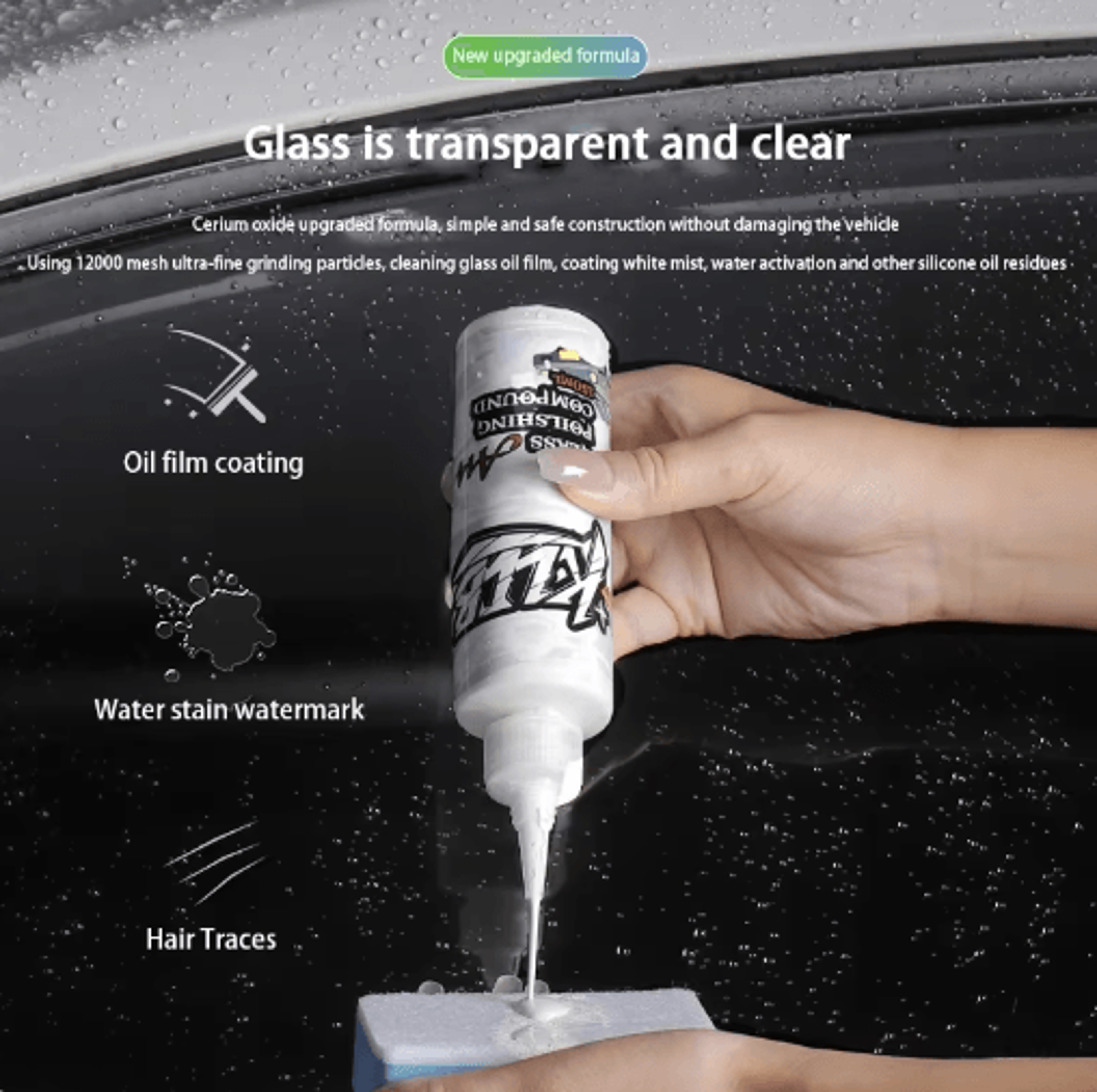 cerium oxide car glass polish – windshield scratch remover & water spot restoration compound