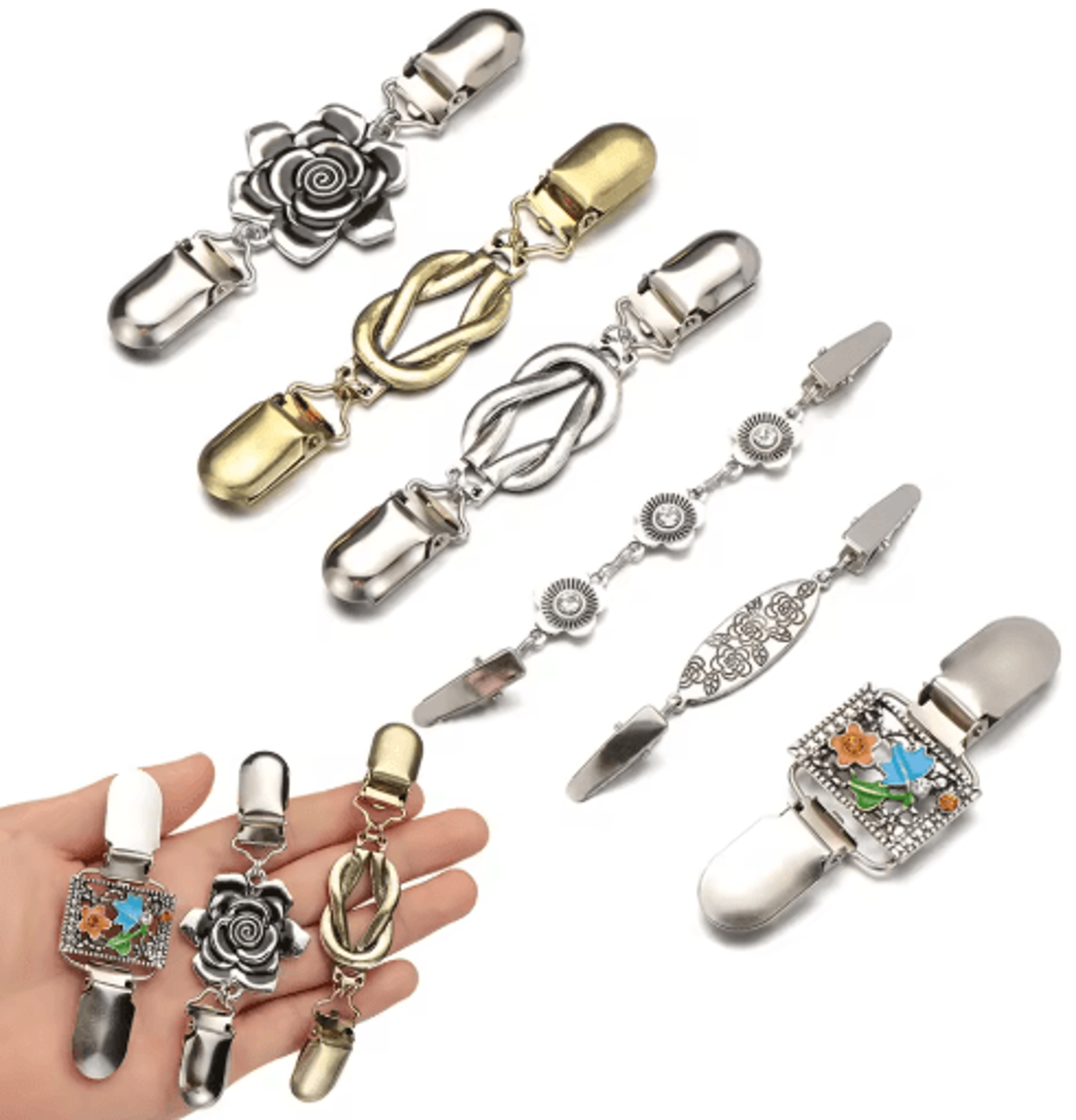 vintage cardigan clip fastener – retro sweater, scarf & shawl clasp for women's clothing