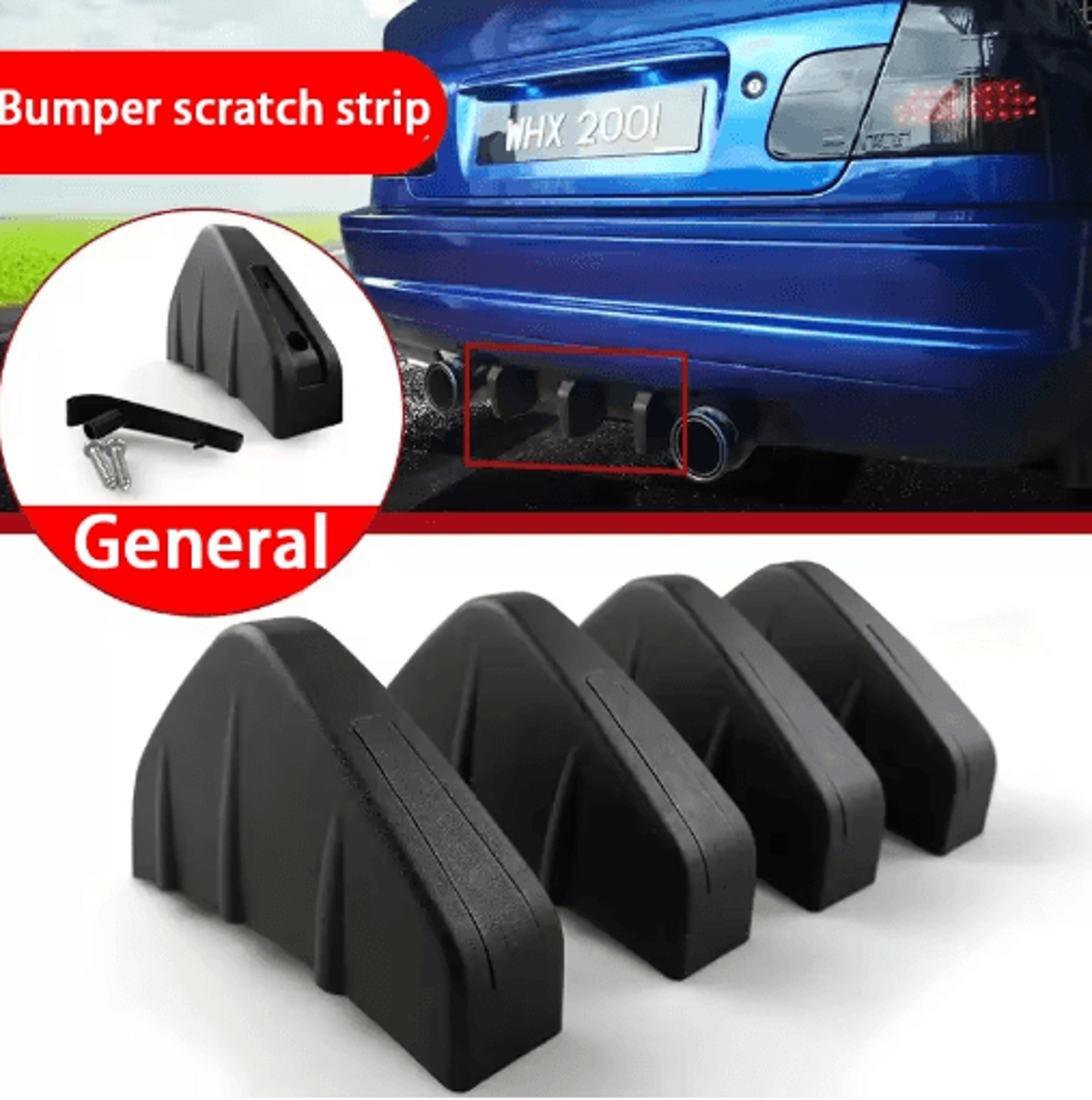 universal mini rear spoiler lip – car rear bumper diffuser & exterior decoration kit
