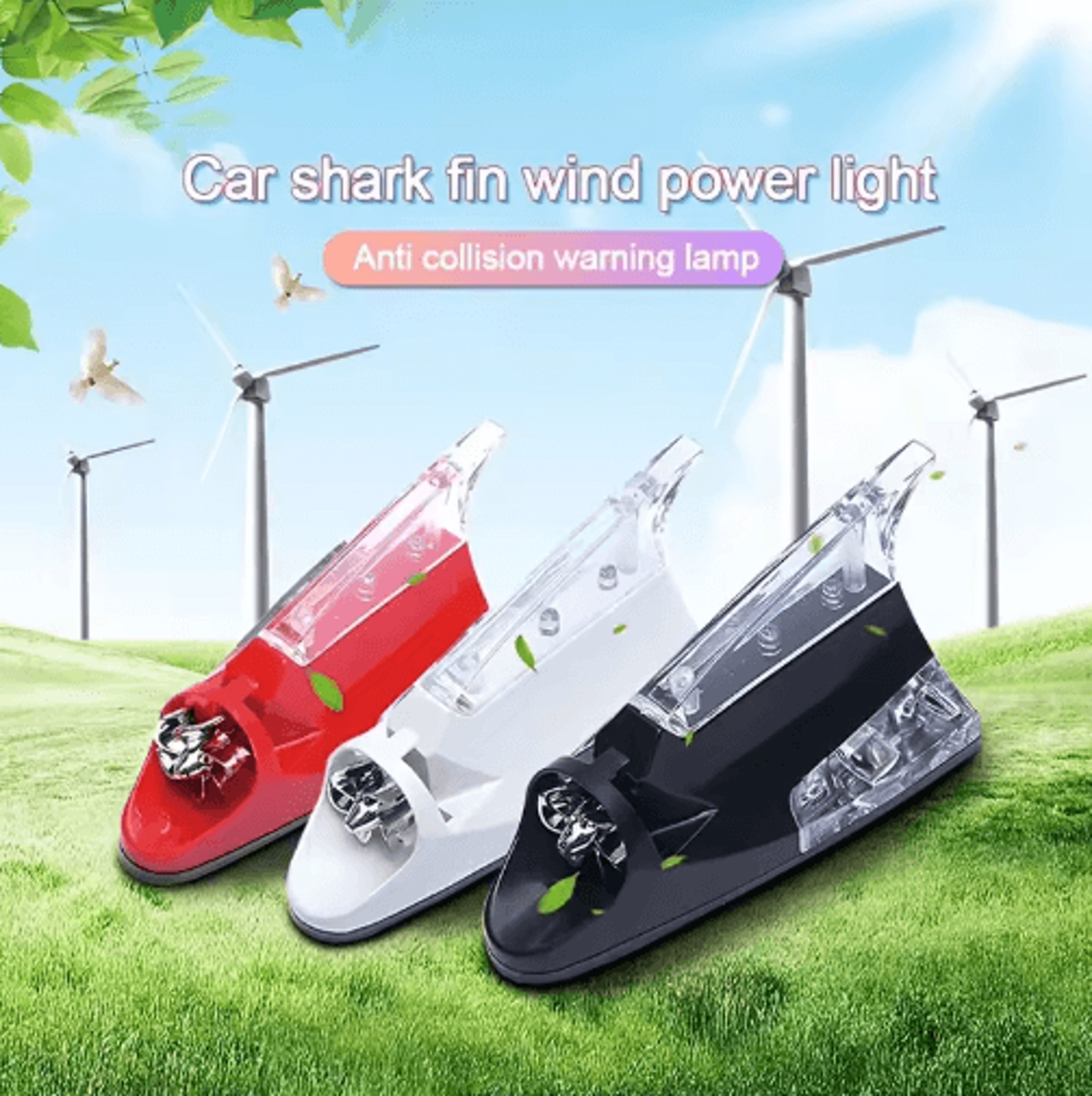 led shark fin car roof antenna – stylish radio signal antenna replacement with warning light