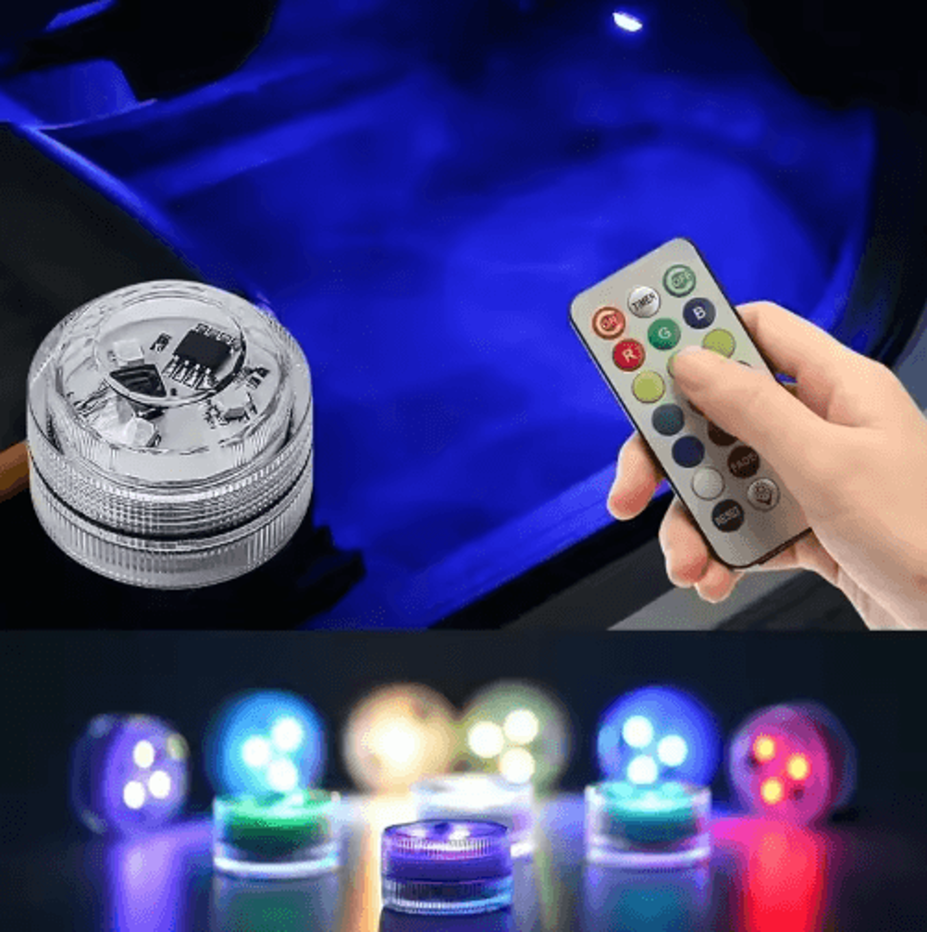 wireless led car interior ambient lights – remote-control adhesive roof & footwell atmosphere lights