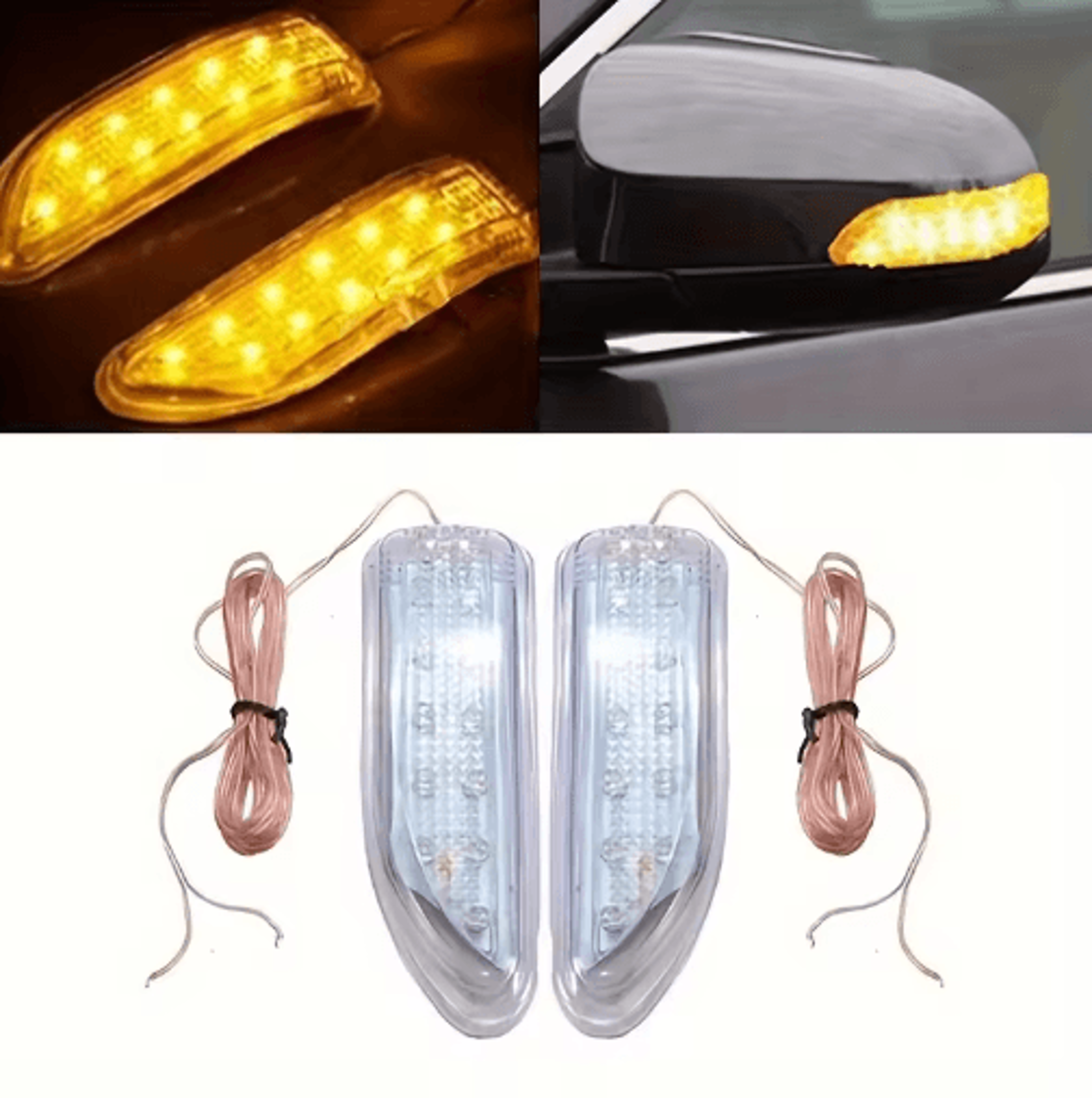 2-piece led turn signal lights for rearview mirrors – sequential amber car mirror indicator upgrade