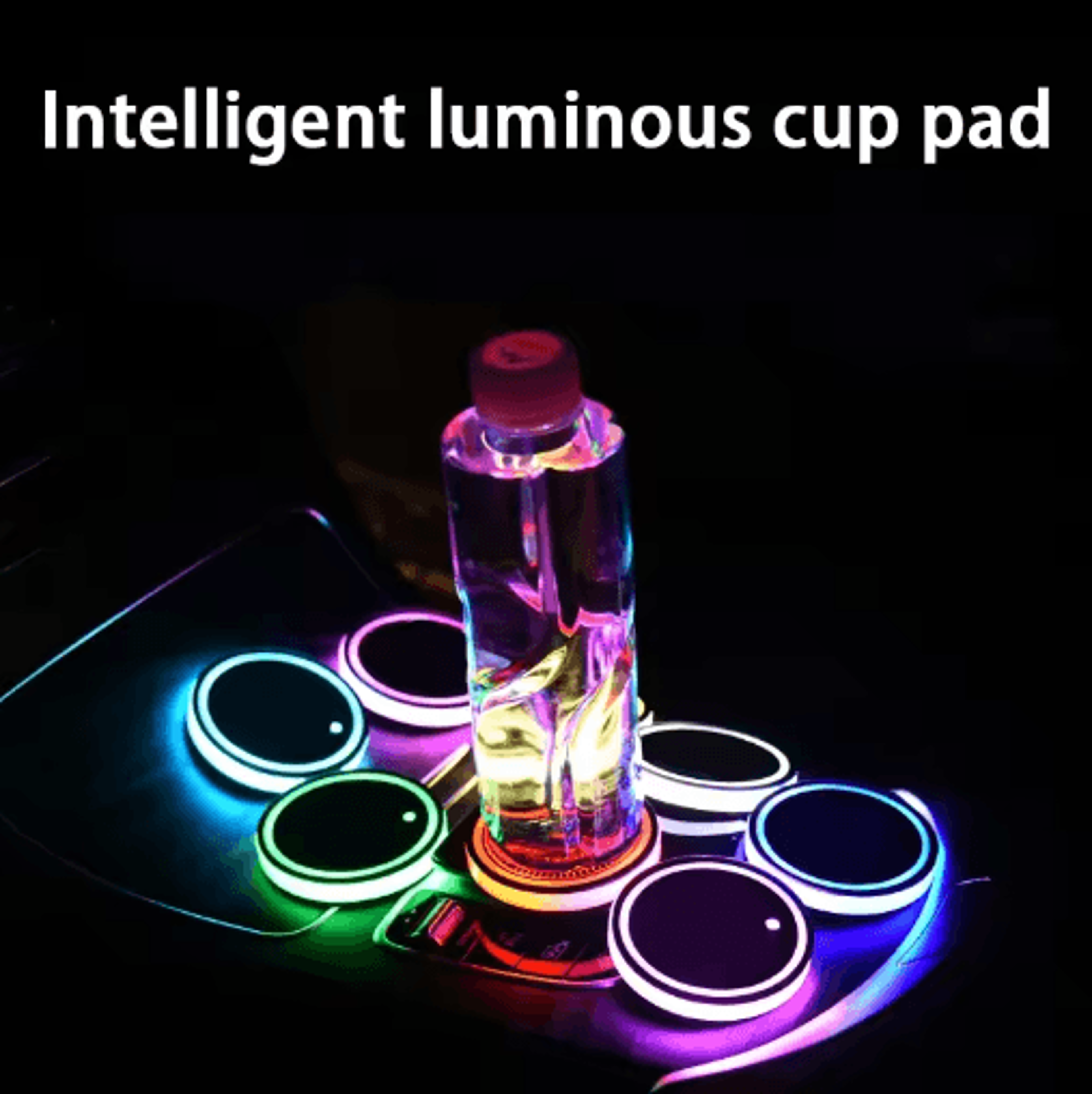 led car cup holder lights – colorful breathing ambient light anti-slip cup coasters