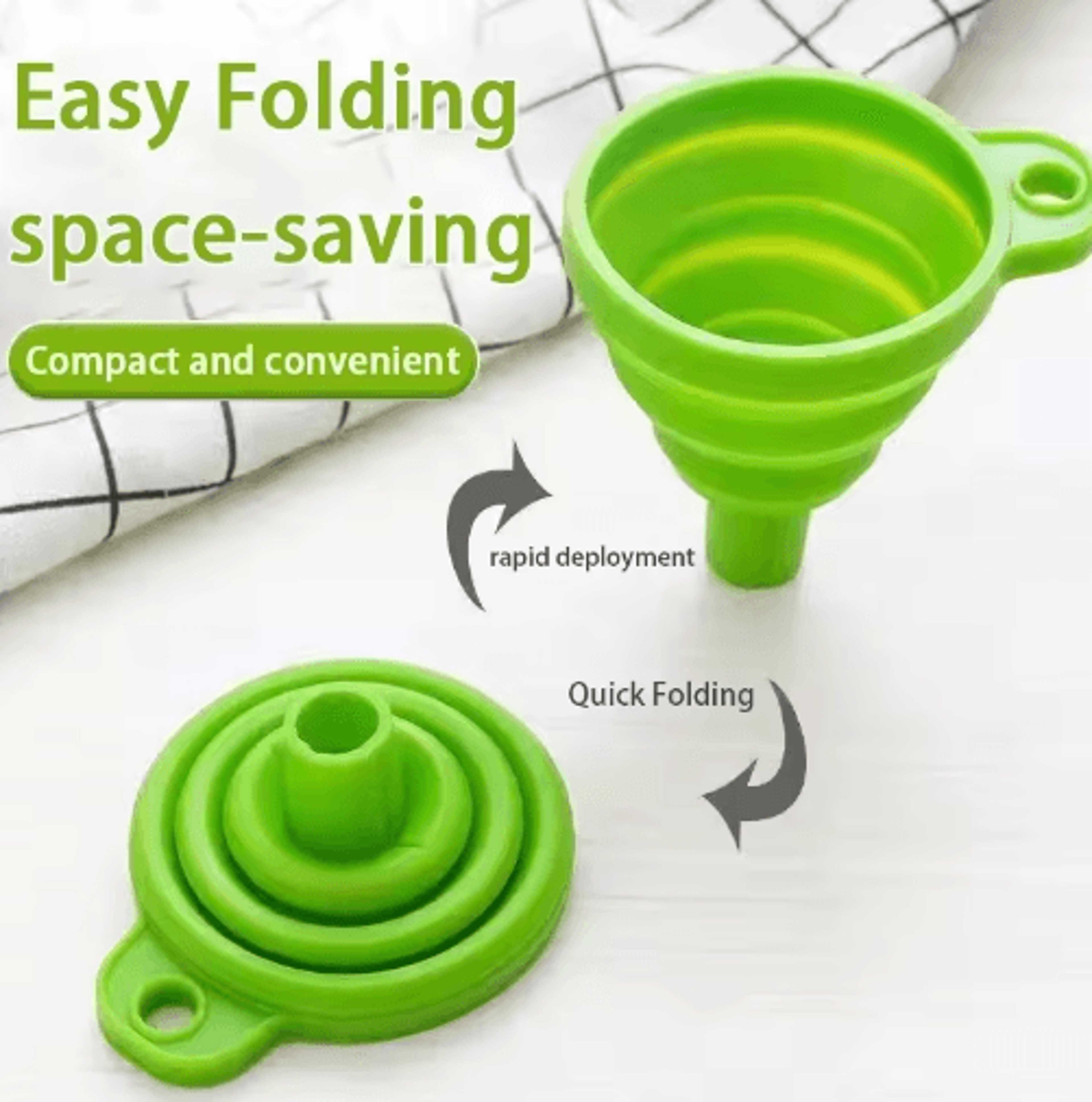 collapsible silicone automotive funnel – folding telescopic oil & fuel transfer funnel
