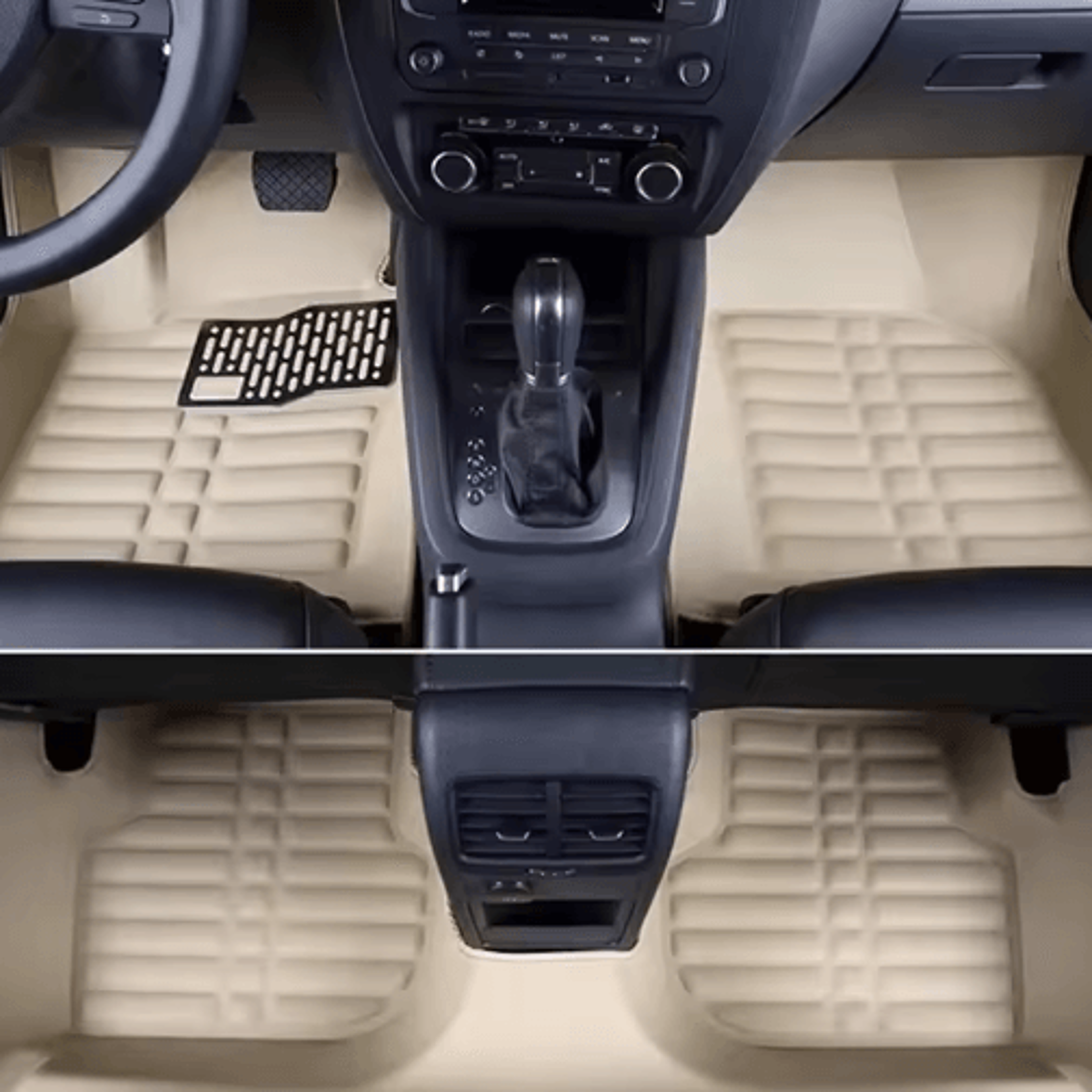 universal pu leather car floor mat – durable anti-slip interior floor liner